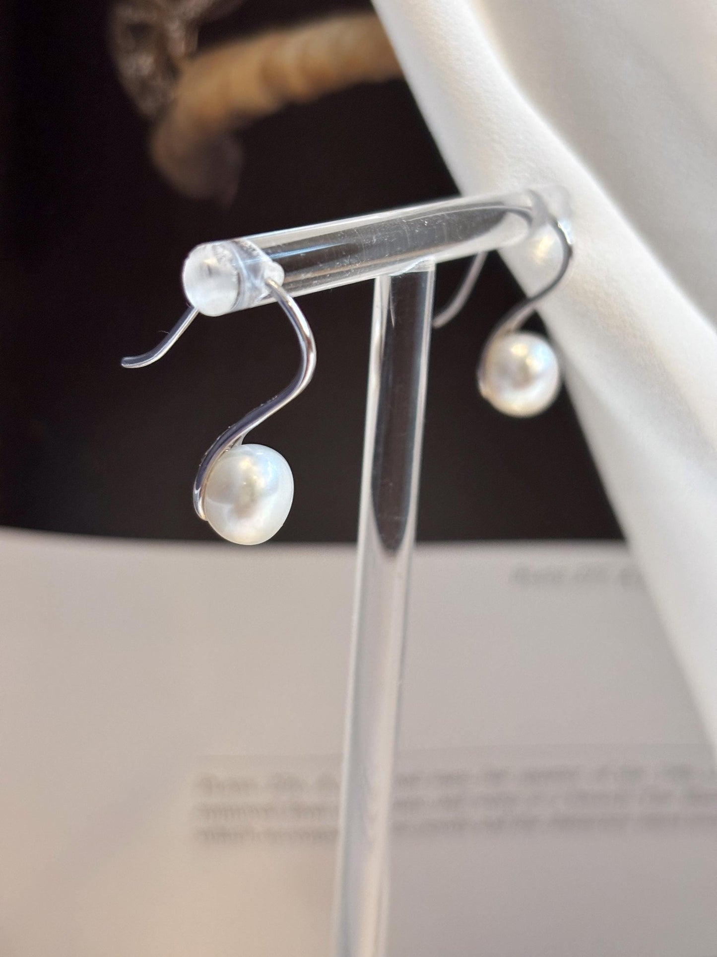 White Freshwater Pearl High Heel Earrings – 925 Sterling Silver