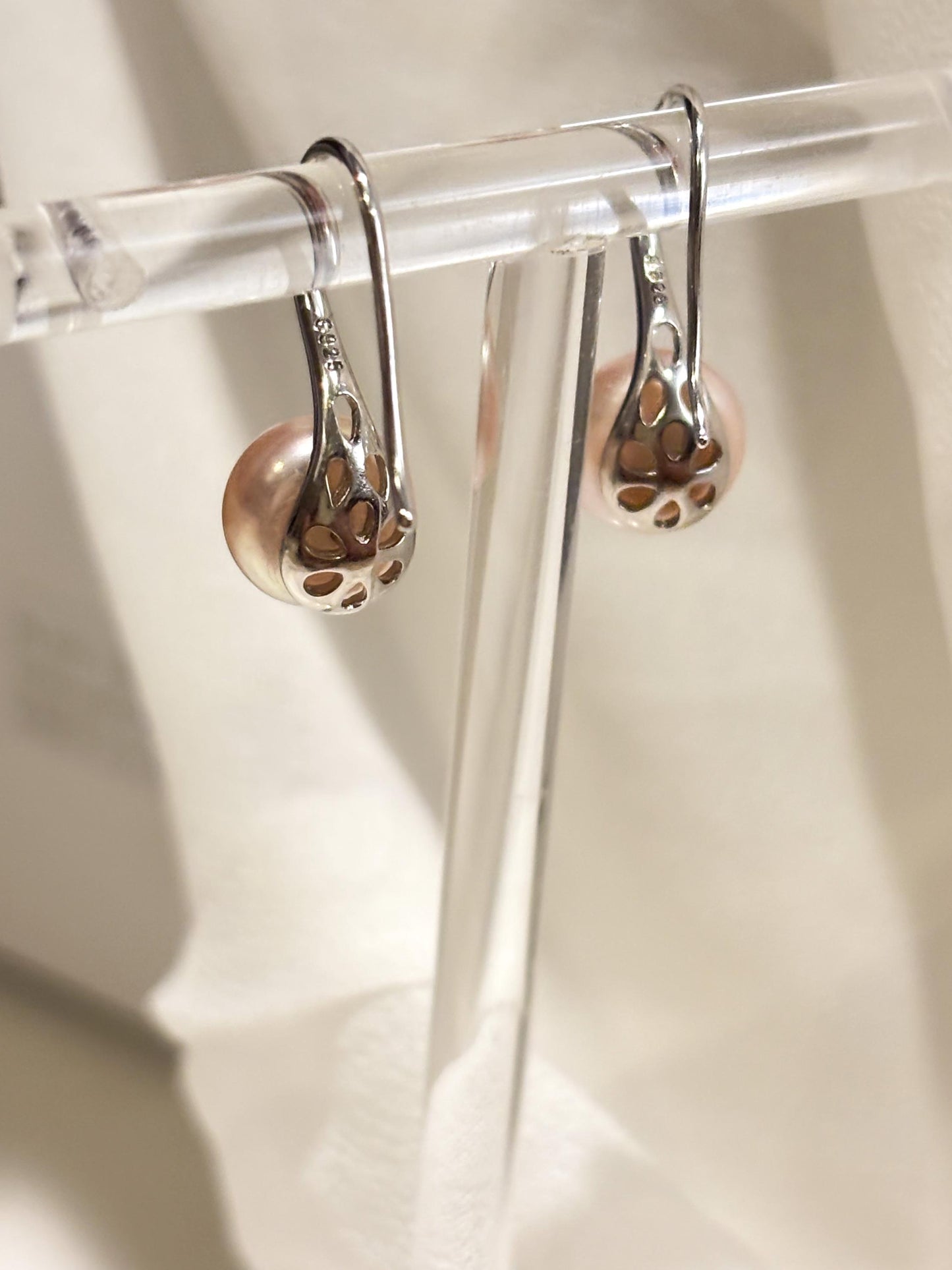 Orange Freshwater Pearl High Heel Earrings – 925 Sterling Silver