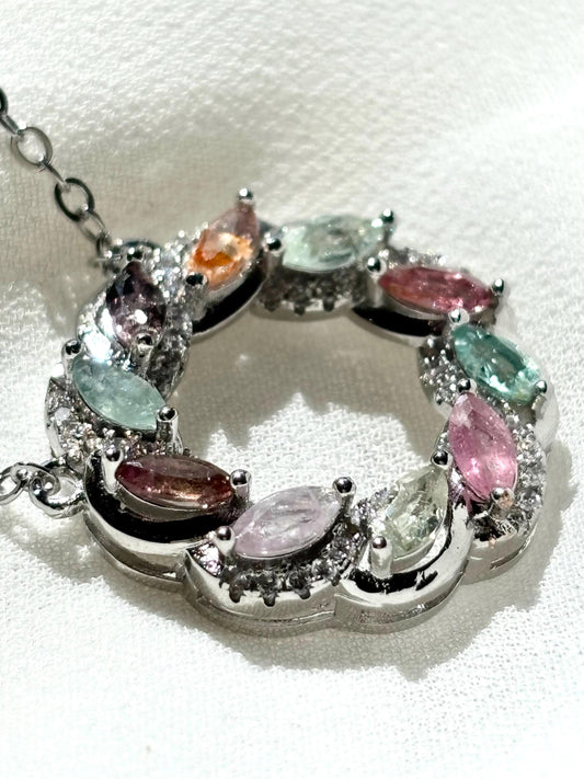 Whimsical Bloom – Colorful Tourmaline Donut Necklace