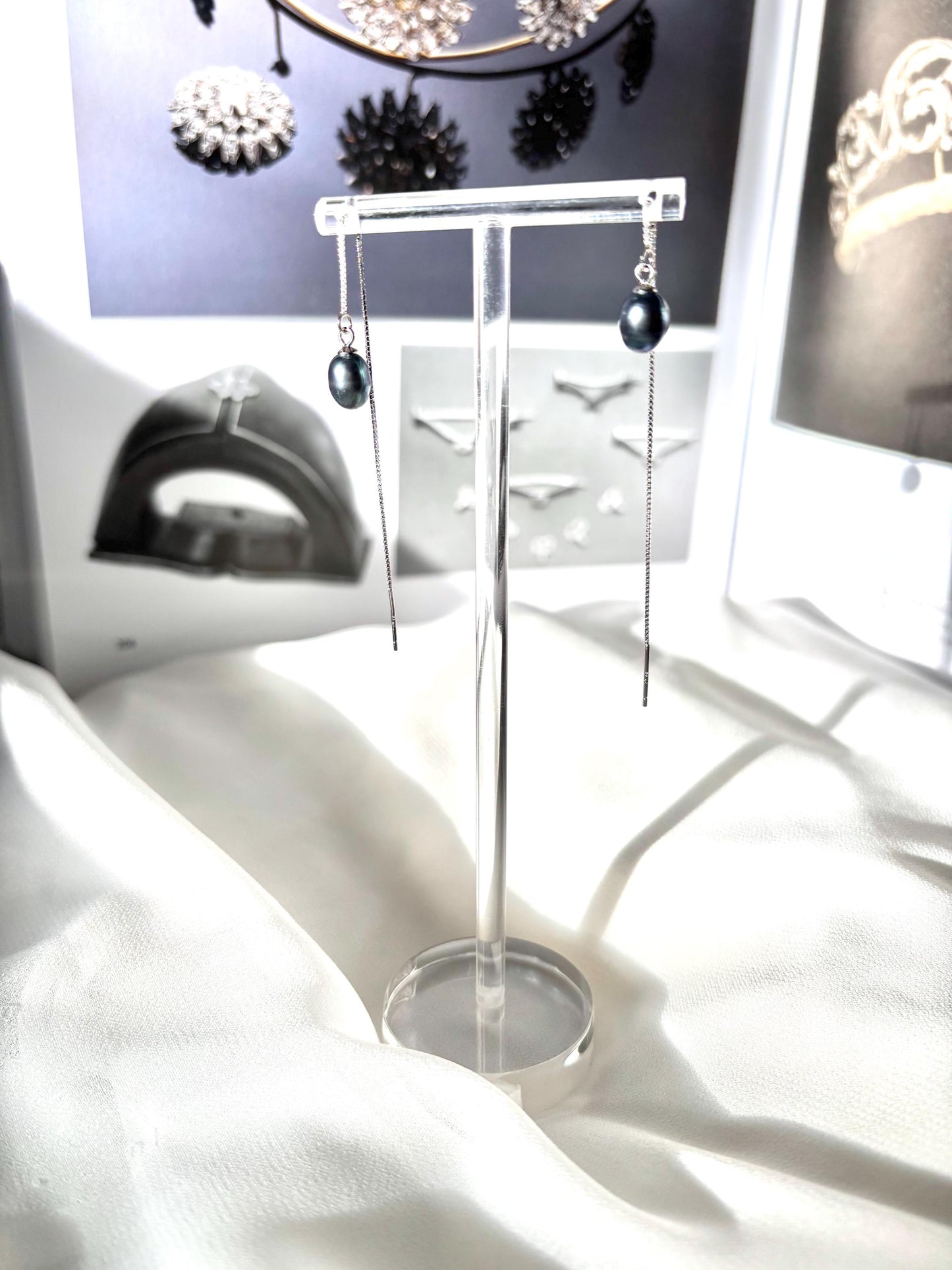 Tahitian Elegance – Adjustable Threader Pearl Earrings