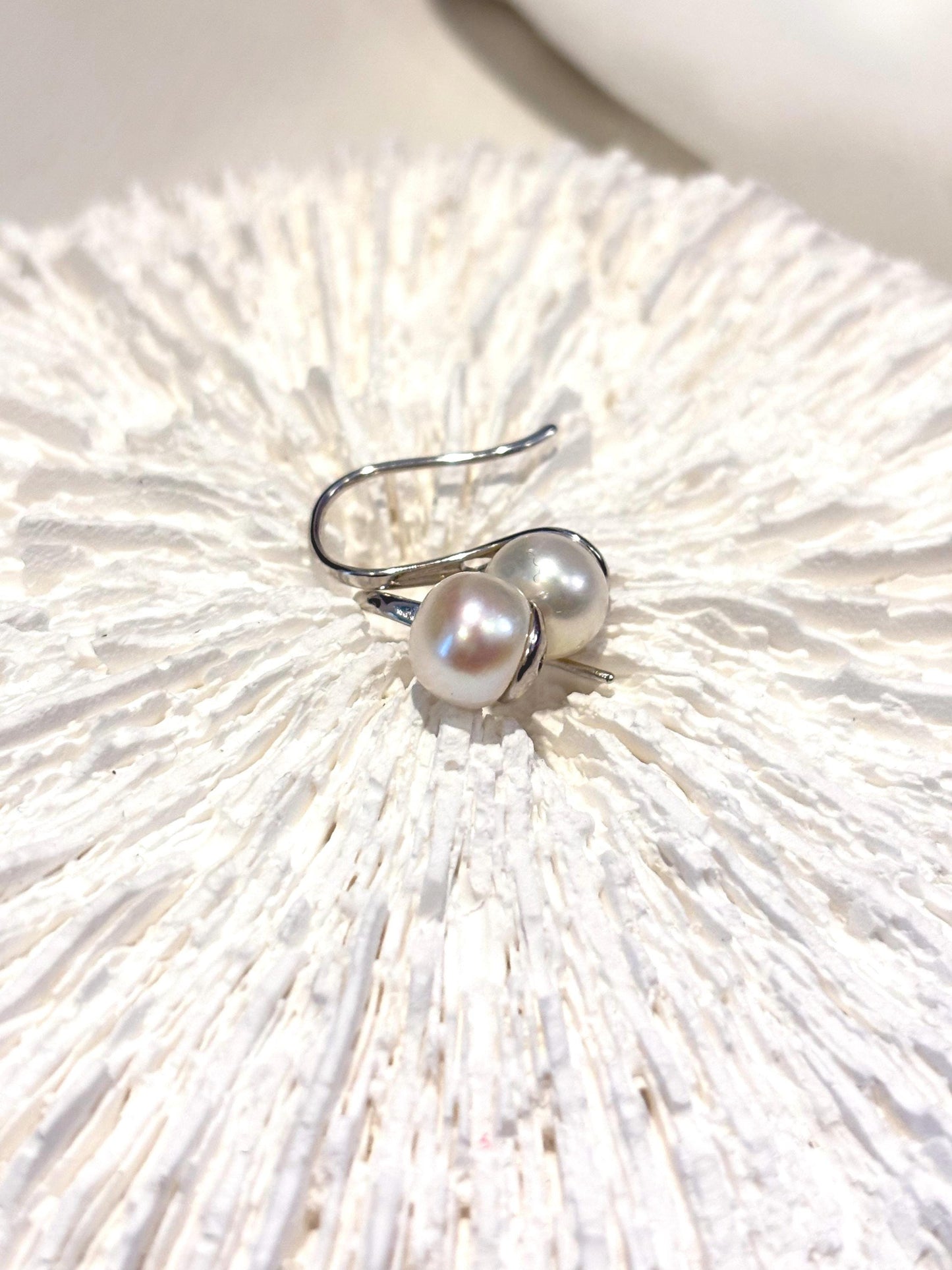 White Freshwater Pearl High Heel Earrings – 925 Sterling Silver