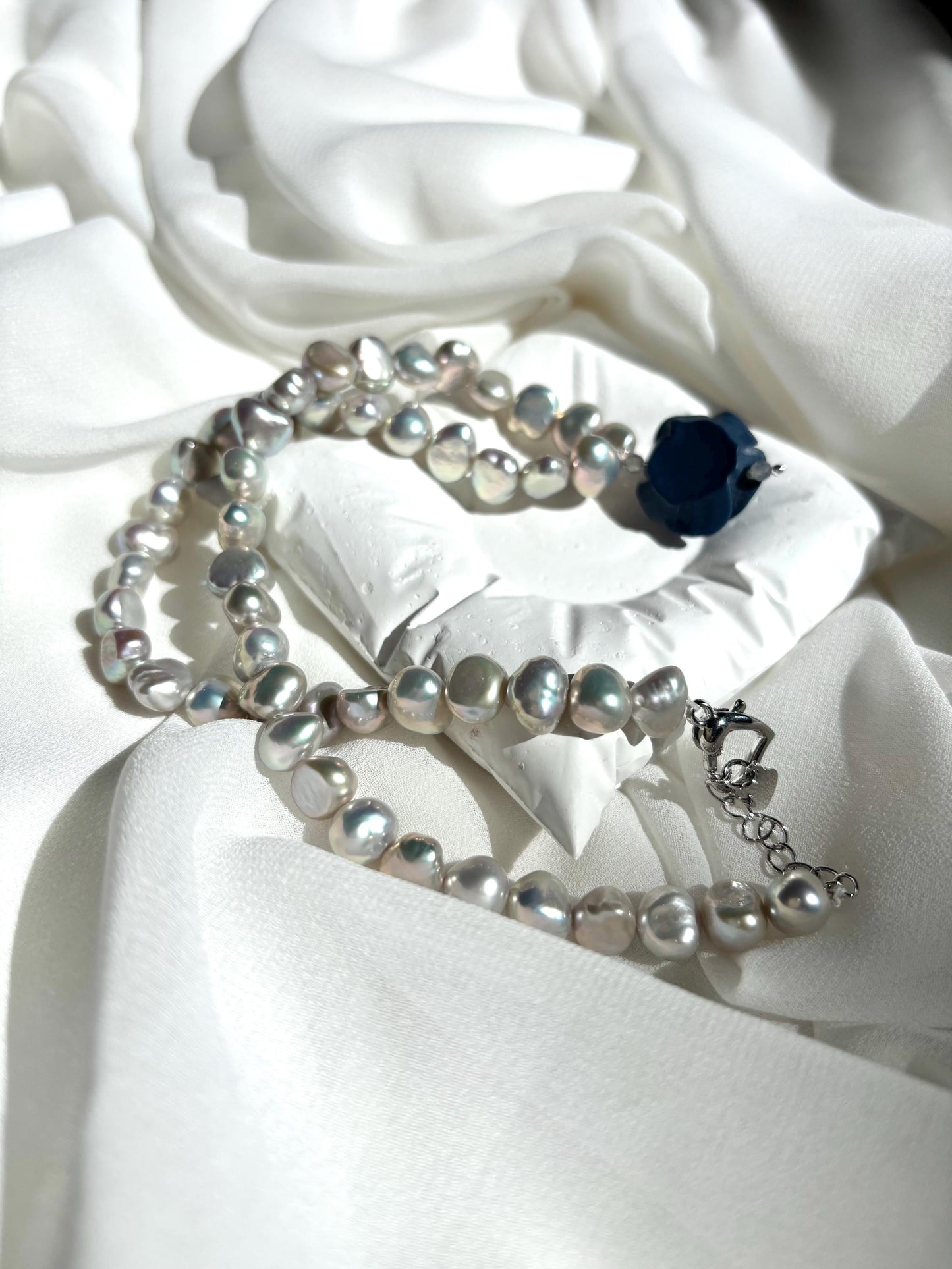 Midnight Serenade: The Sacred Aegean Necklace (AA+ Luster) 925 Sterling Silver