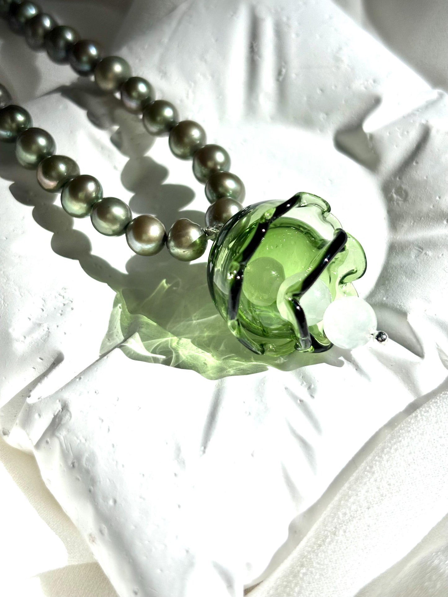 Verdant Bells: Whisper of the Forest Freshwater Pearl Necklace