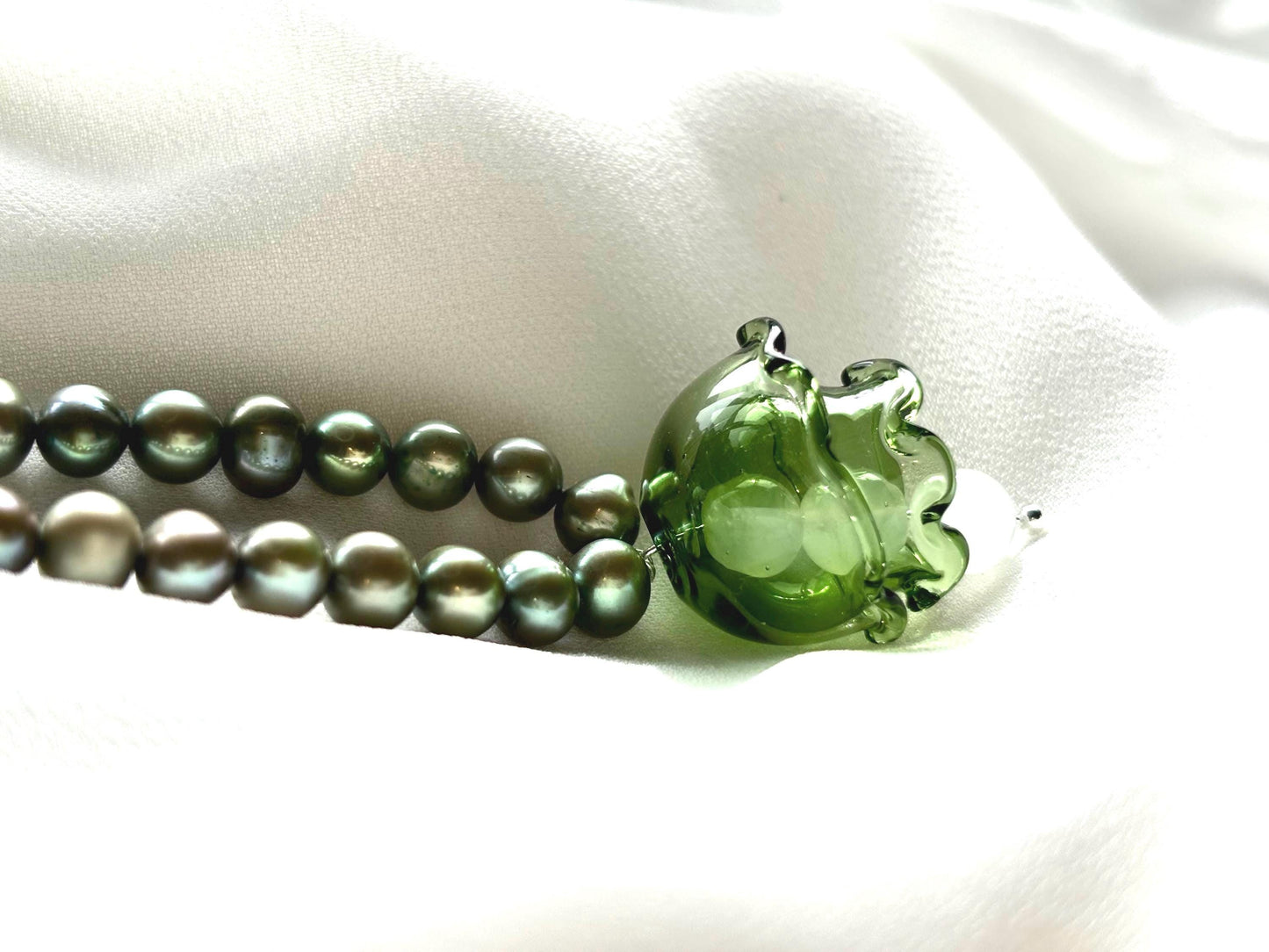 Verdant Bells: Whisper of the Forest Freshwater Pearl Necklace