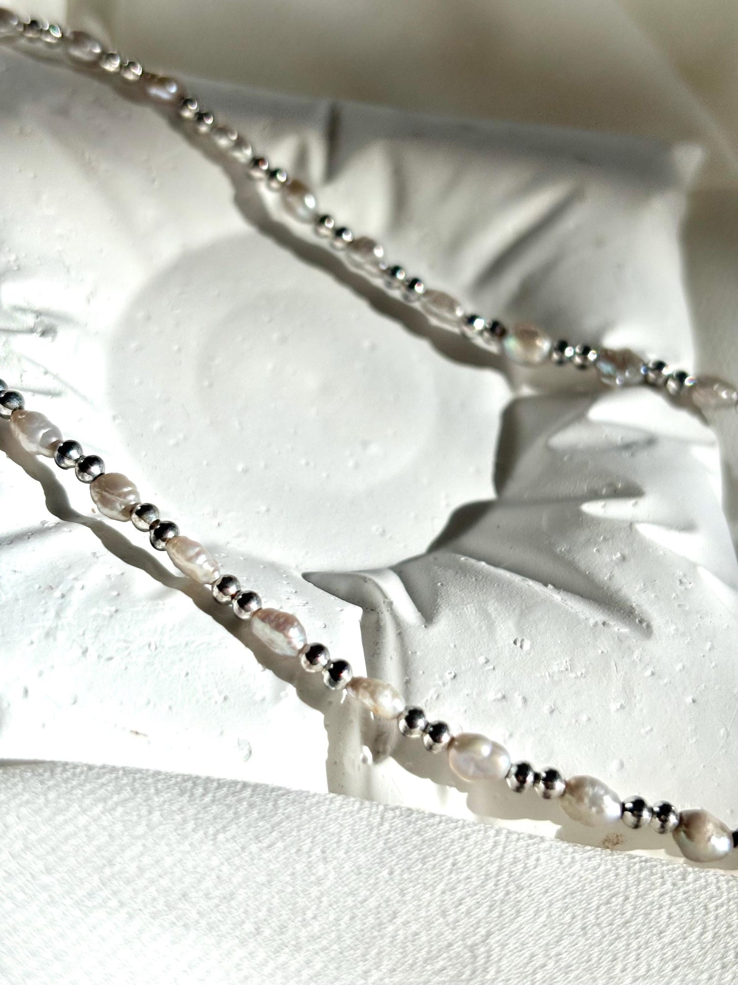 Lily of the Valley Mist – Light Gray Baroque Freshwater Pearl Necklace