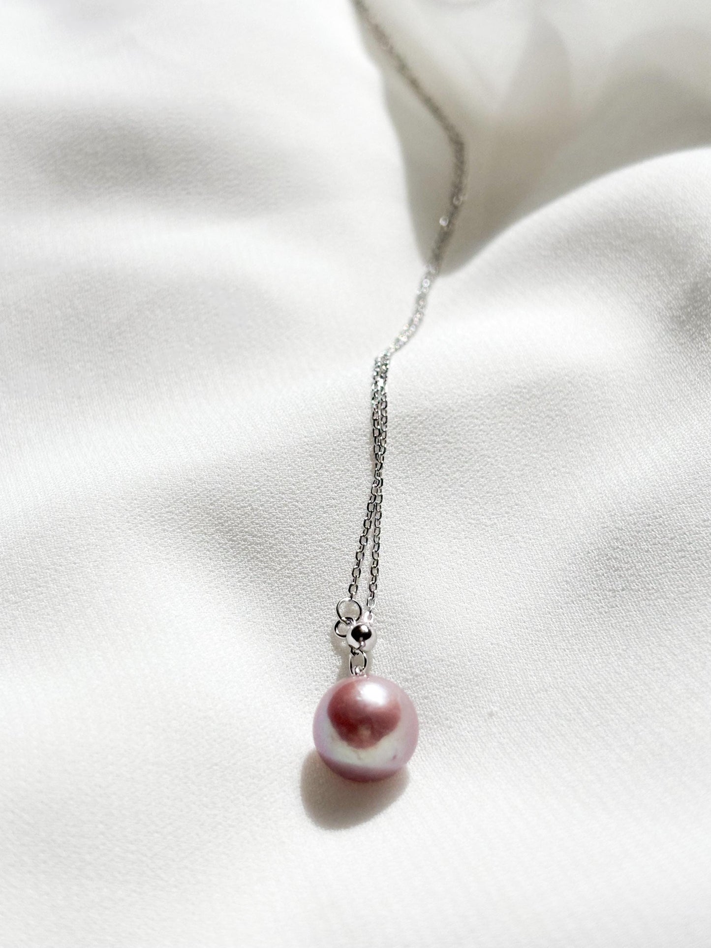 Classic Rose – Orchid Purple Freshwater Pearl Necklace (AAA Luster) 925 Sterling Silver