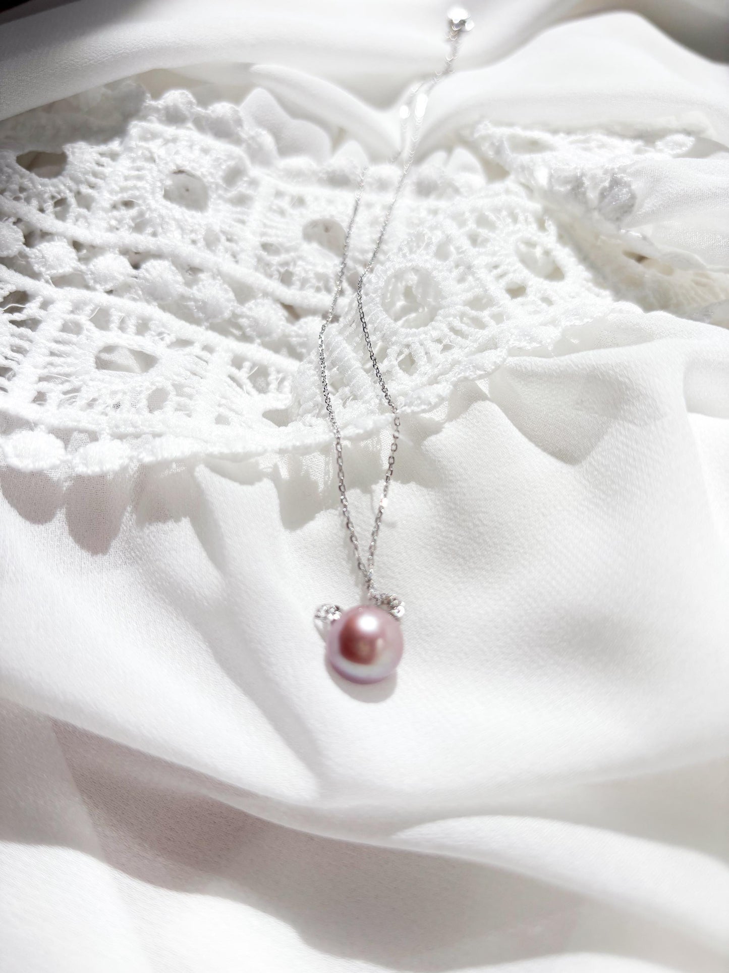 Classic Rose – Orchid Purple Freshwater Pearl Necklace (AAA Luster) 925 Sterling Silver