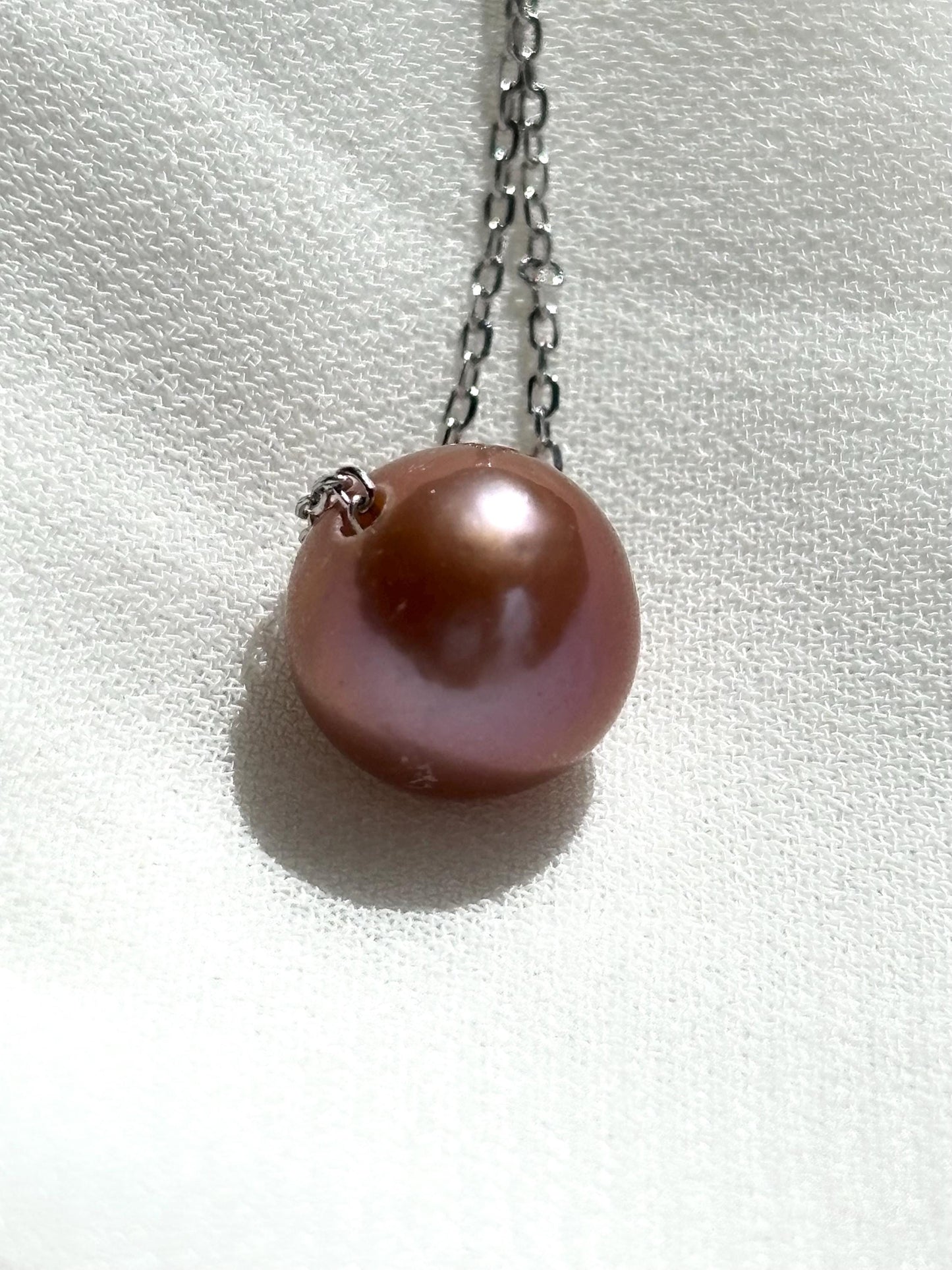 Twilight Bloom – Dark Orchid Floating Pearl Necklace (AA+Luster ) 925 Silver