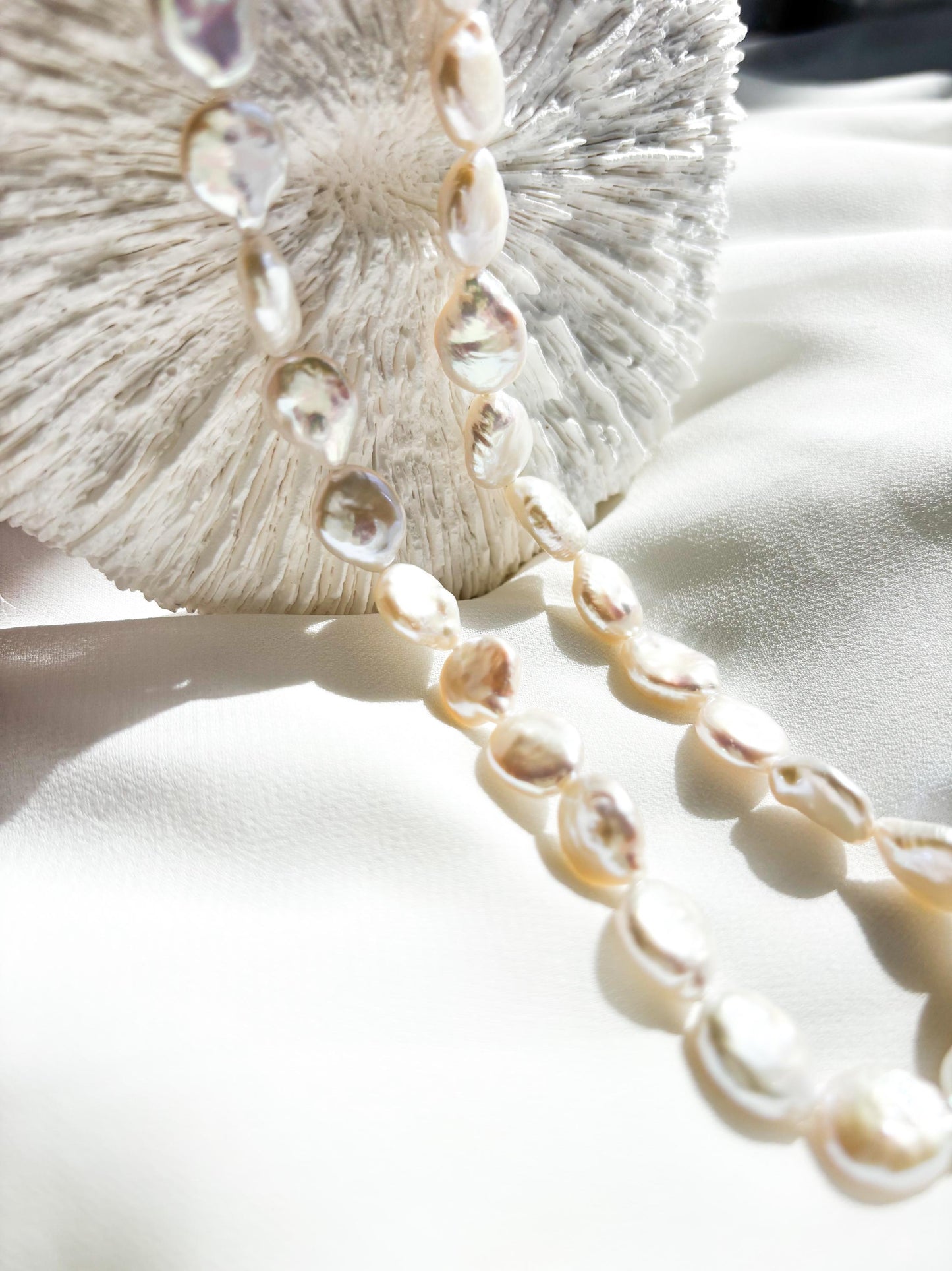 Cotton Cloud – Irregular Baroque Teardrop Freshwater Pearl Necklace