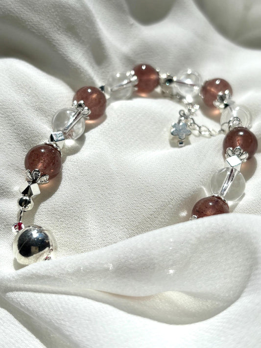Rose Aura – Strawberry Quartz & Clear Quartz Bracelet