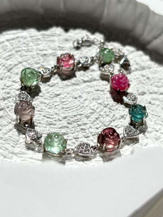 Ethereal Bloom – Tourmaline Rose Bracelet
