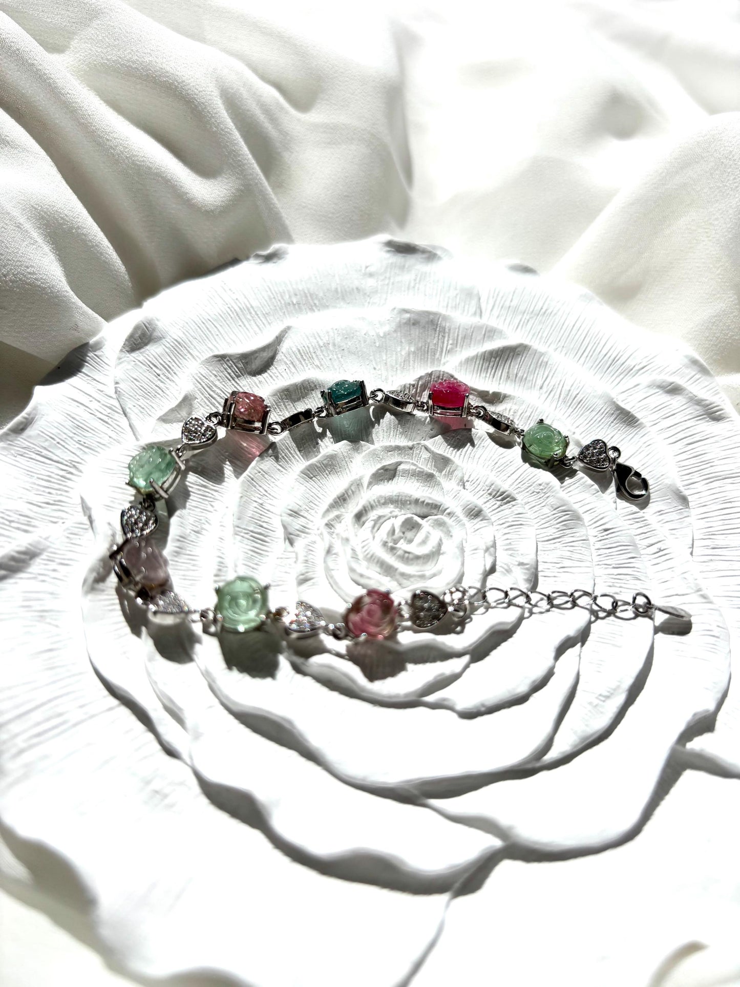Ethereal Bloom – Tourmaline Rose Bracelet