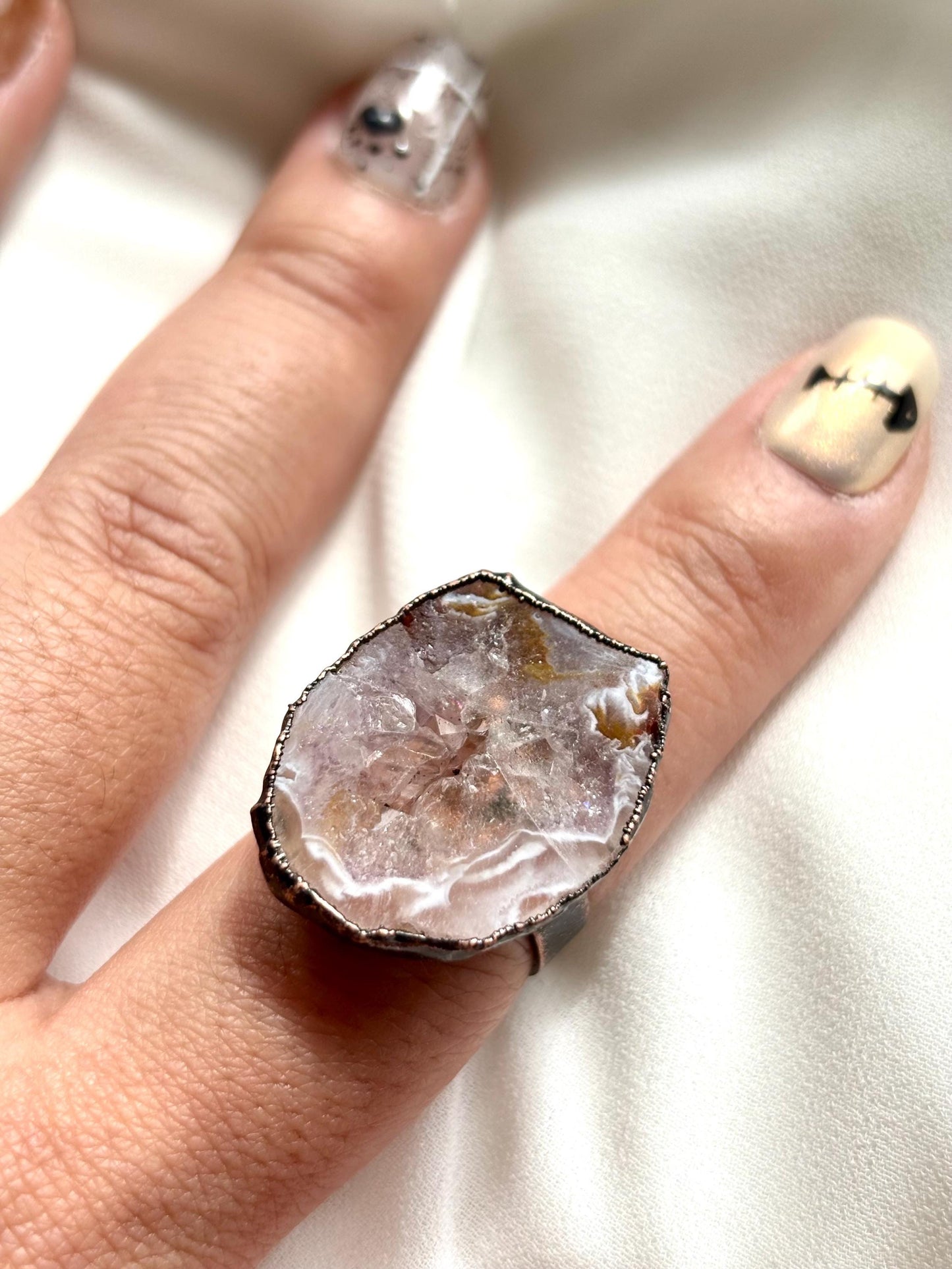 Ethereal Earth – Vintage Geode Open Rings Set ( 4 Rings as a set )