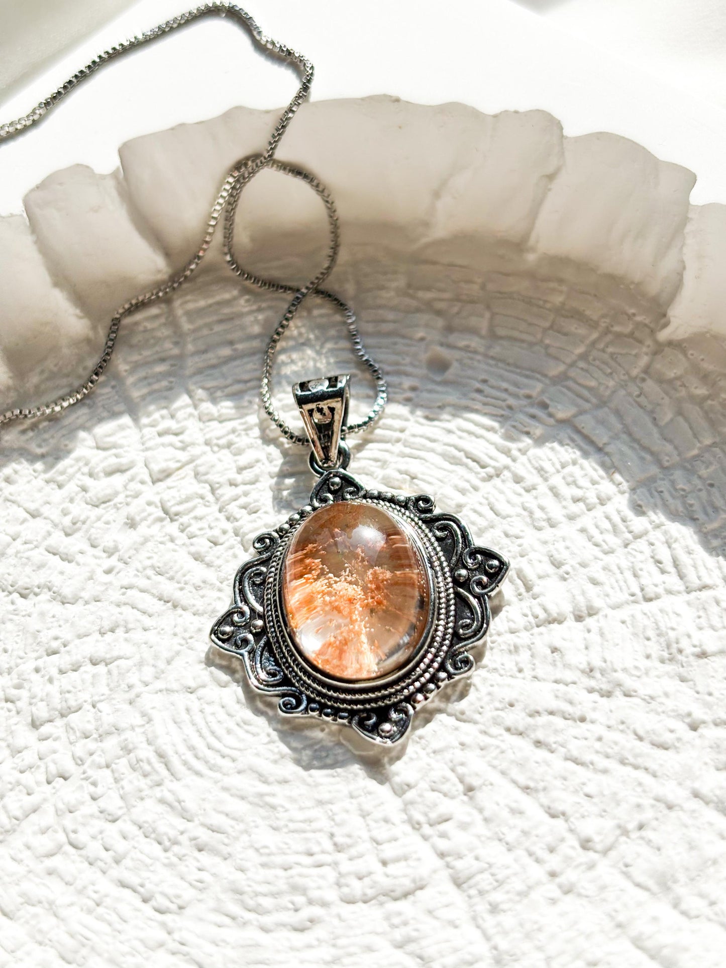 Tangerine Garden Phantom Quartz Necklace