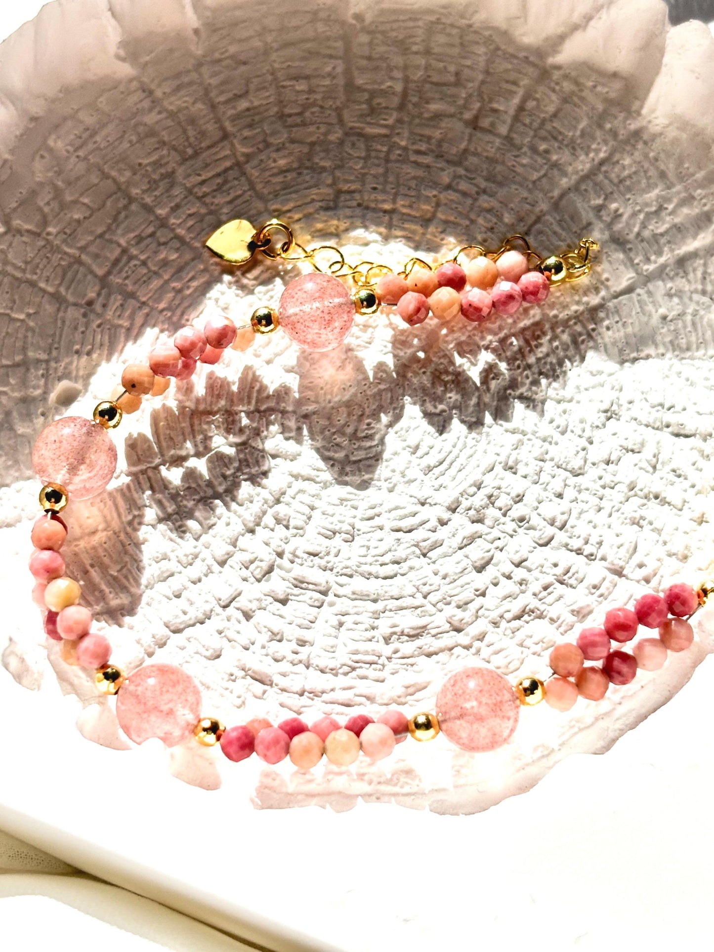 Blush Harmony – Alashan Agate & Strawberry Quartz Bracelet