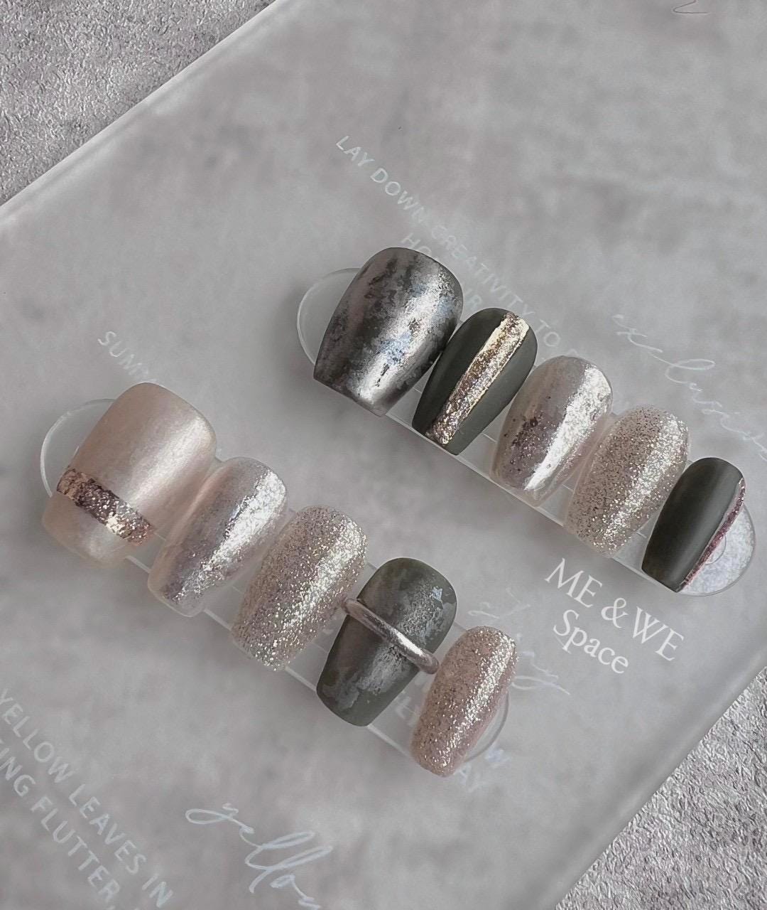 Classical dinner banquet press-on nail (Short Coffin)   Only L available