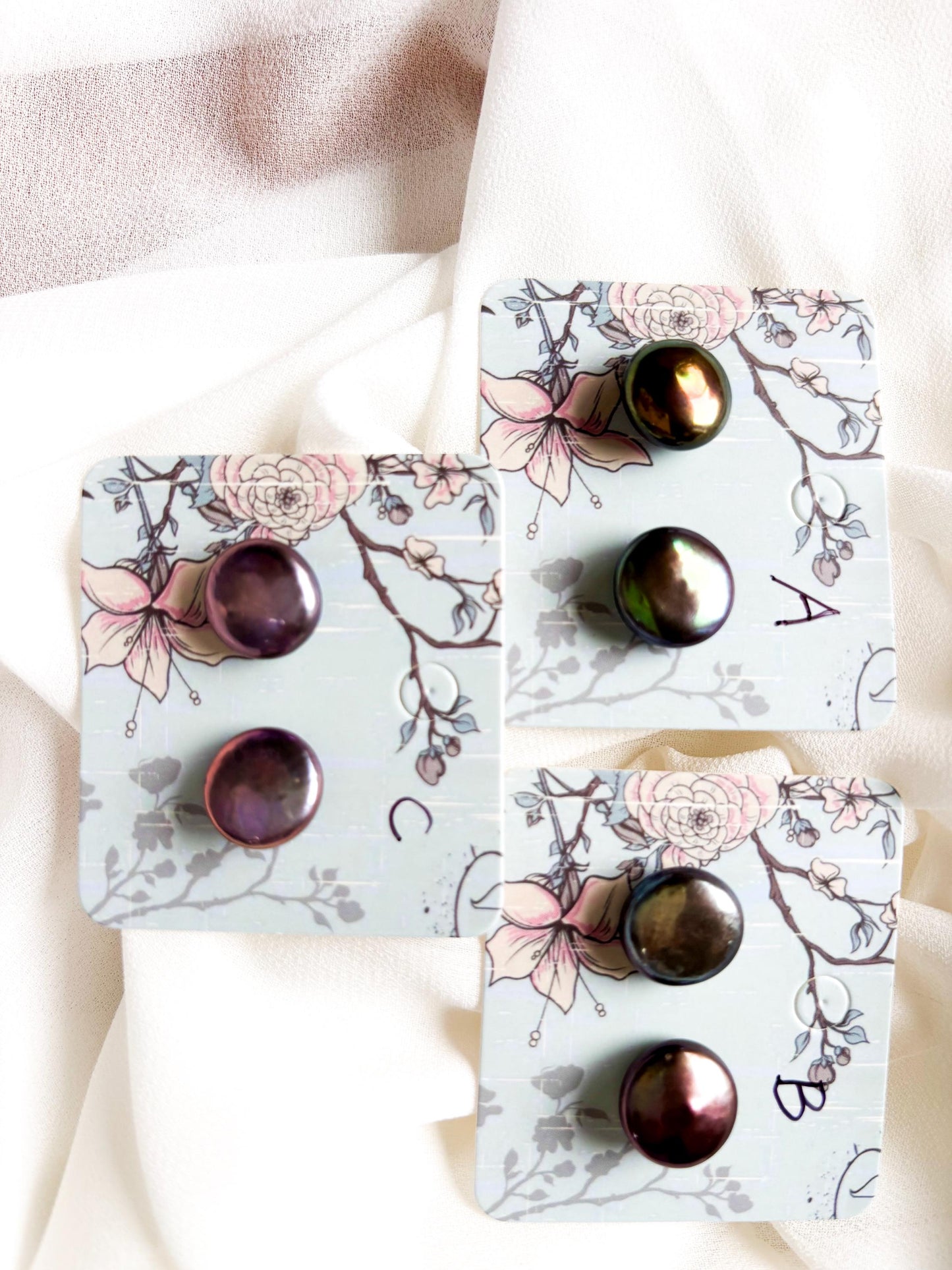 Lustrous Metals Collection – Button Pearl Stud Trio