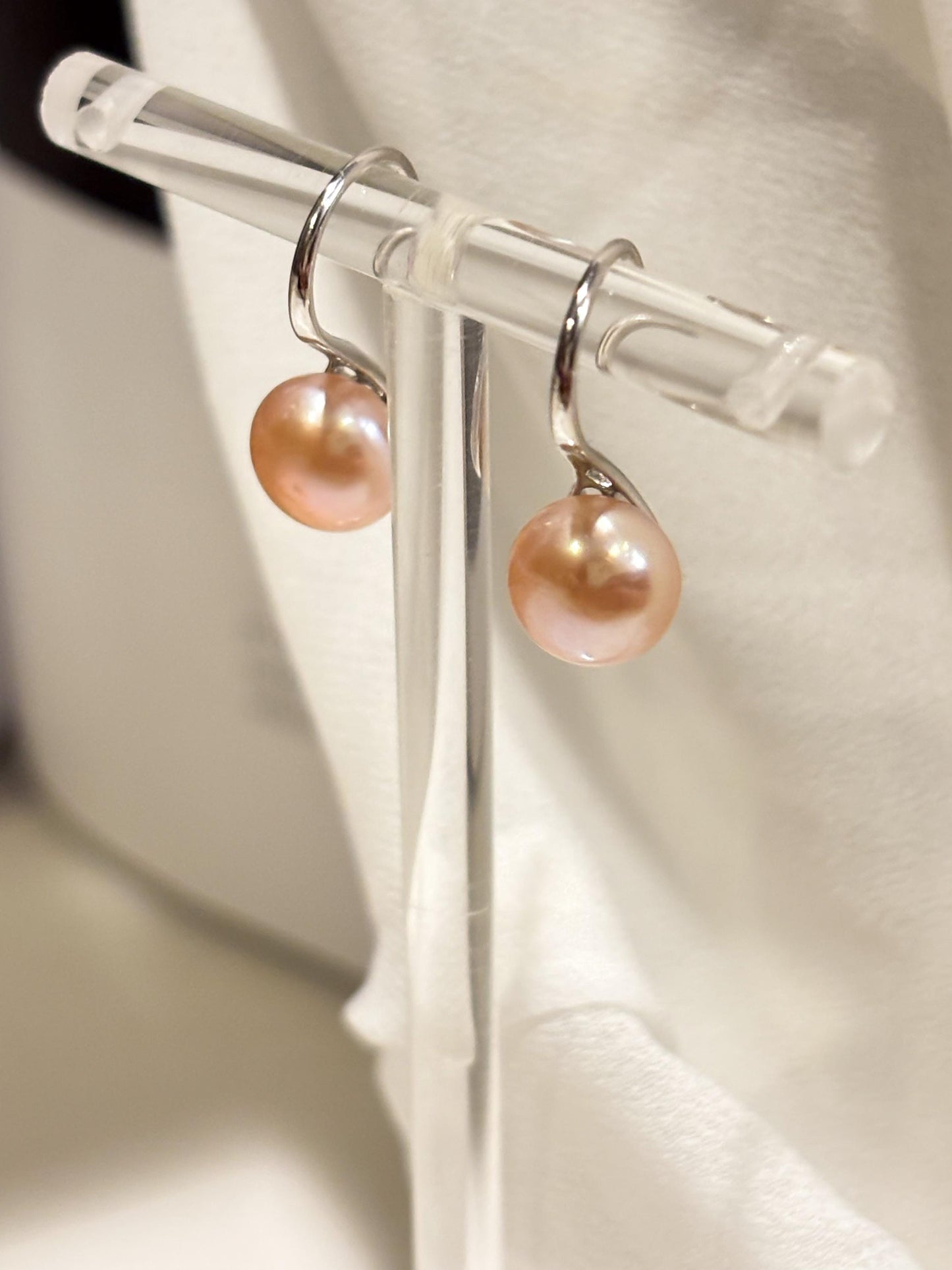 Orange Freshwater Pearl High Heel Earrings – 925 Sterling Silver