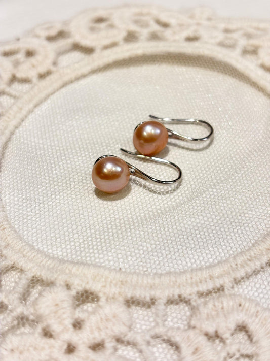 Orange Freshwater Pearl High Heel Earrings – 925 Sterling Silver
