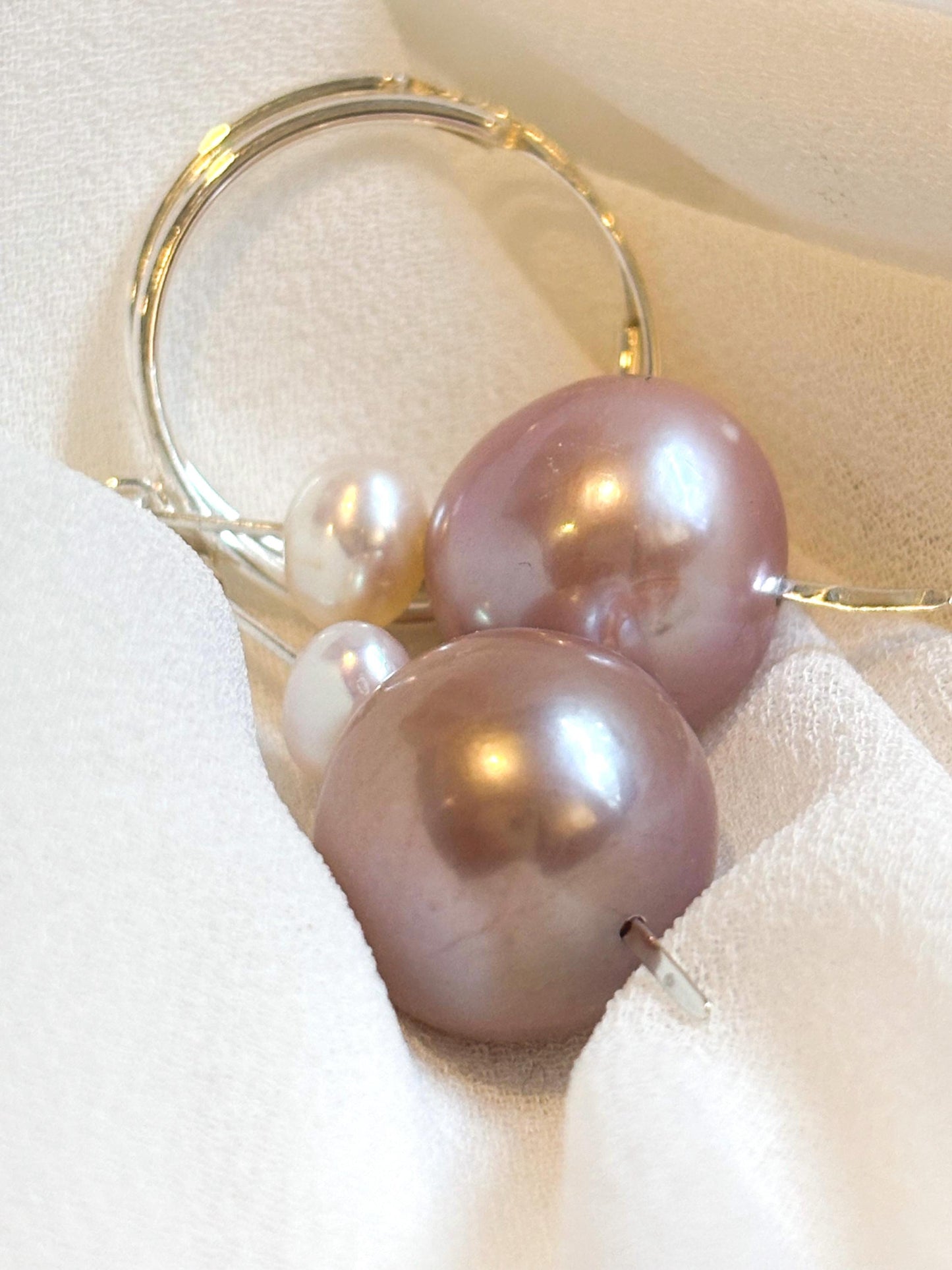Snowy Whimsy – Sterling Silver Edison and Freshwater Pearl Huggie Earrings