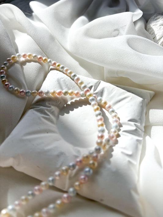 Macaron Bliss – Pastel Freshwater Pearl Y-Chain Necklace