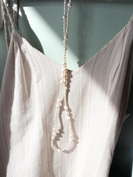 Moonlit Drift – Teardrop & Irregular Round Pearl Necklace