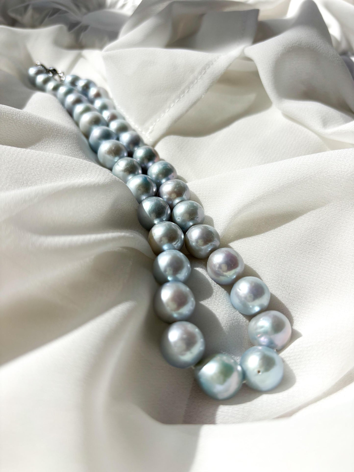 Sky Mist – Sky Blue Baroque Pearl Necklace