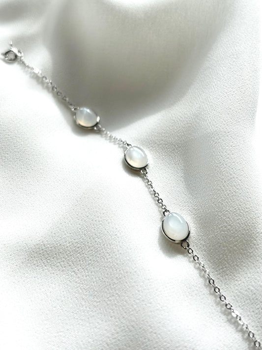 Essence of Pure Coconut Milk Inspired Serenity Moonstone 925 Sterling Silver Bracelet