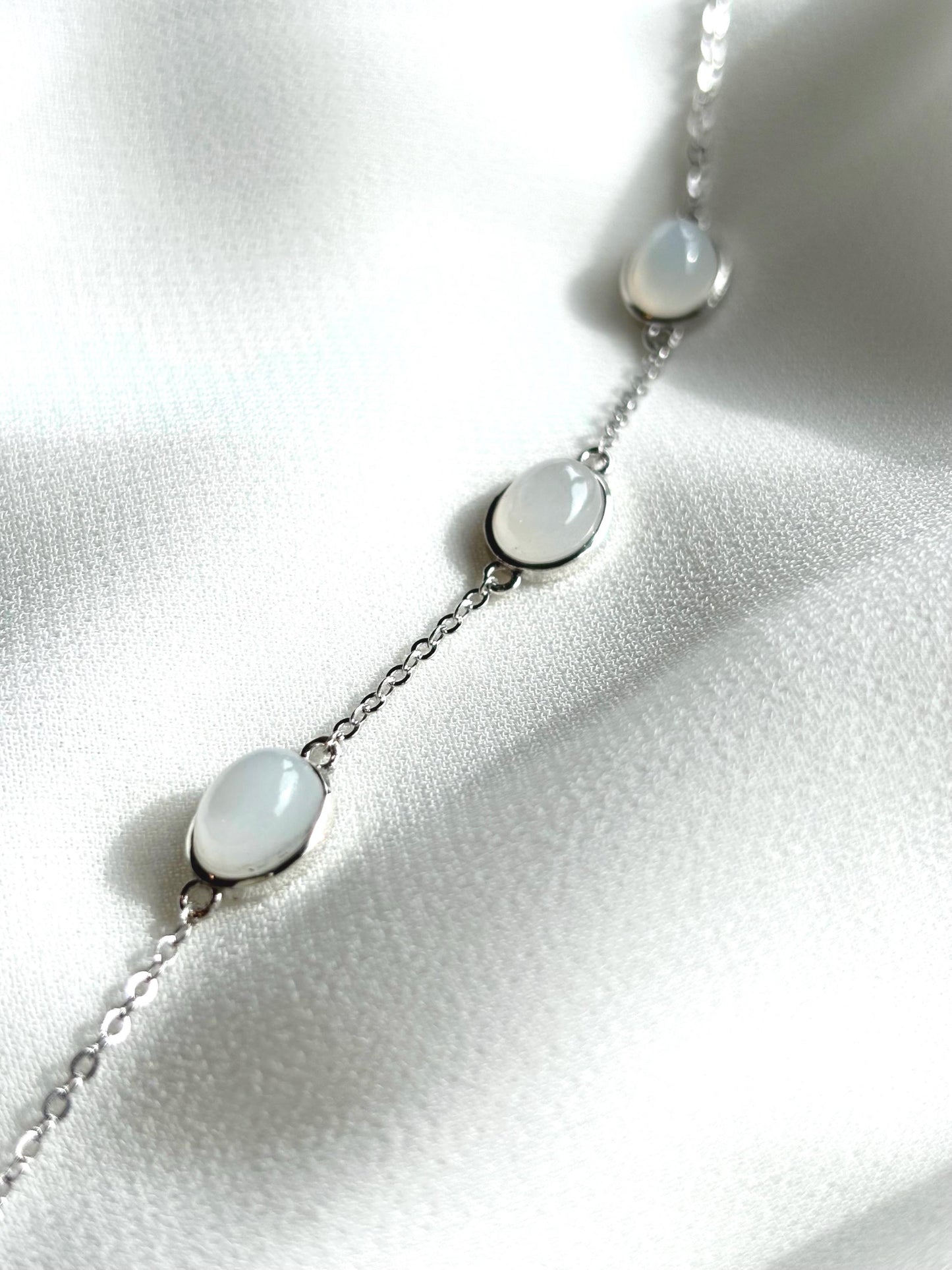 Essence of Pure Coconut Milk Inspired Serenity Moonstone 925 Sterling Silver Bracelet