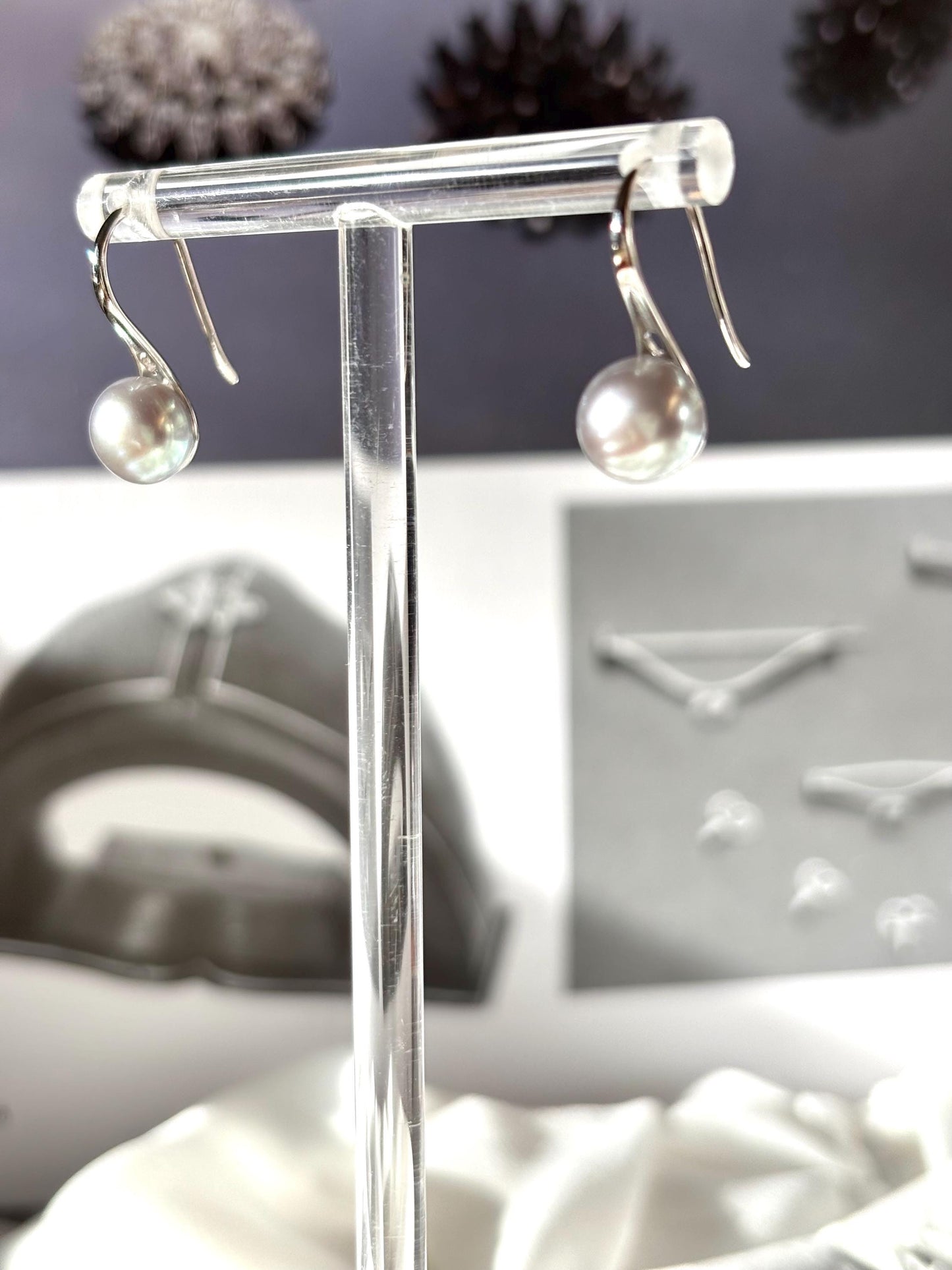 Grey Freshwater Pearl High Heel Earrings – 925 Sterling Silver
