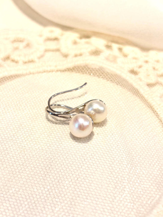 White Freshwater Pearl High Heel Earrings – 925 Sterling Silver