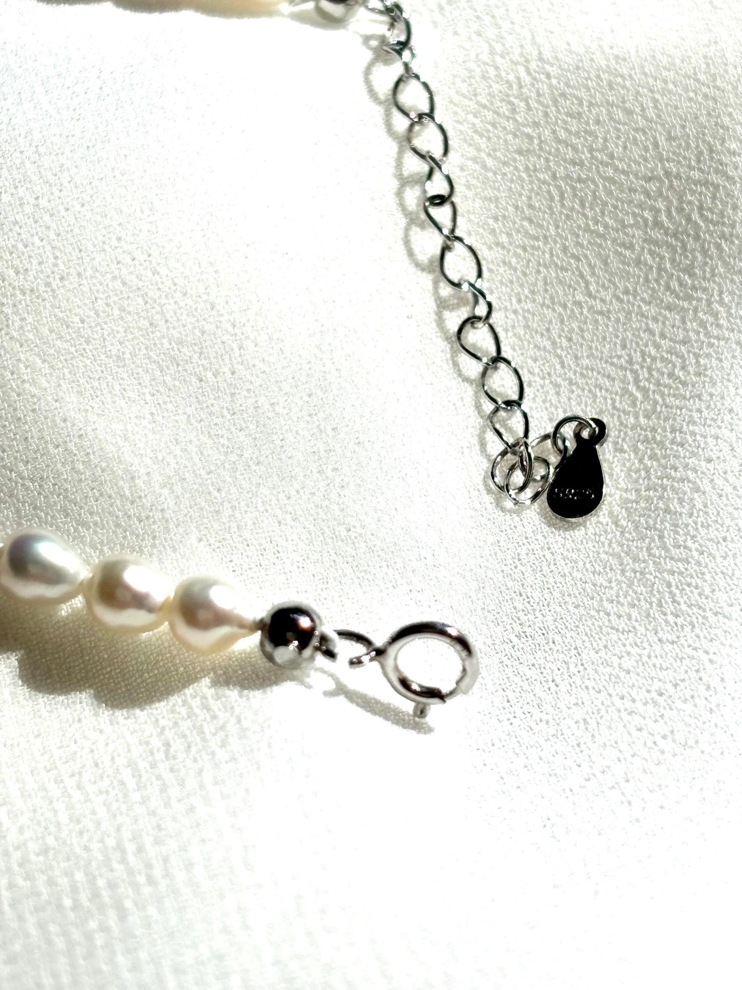 Bubbly Bliss Teardrop Pearl Necklace with Removable Clear Glass Donut Pendant 925 Sterling Silver (AAA Luster)