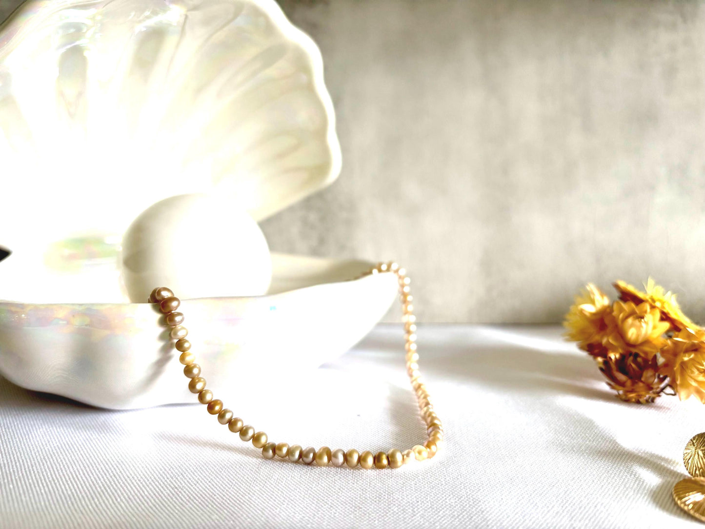 Whispering Dusky Rose Pearl Necklace 925 Sterling Silver(AA+ Luster)