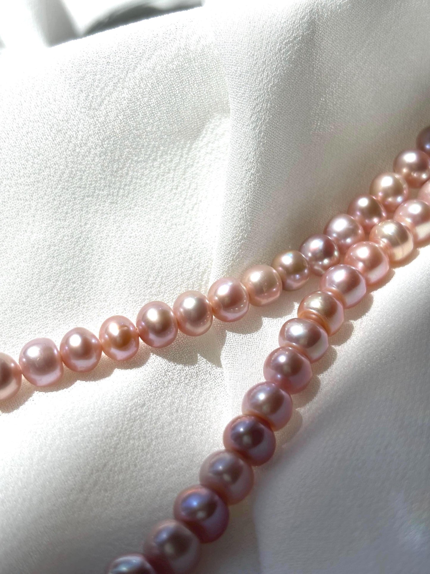 Blushing Blossoms: Freshwater Pearl Choker in Cherry Blossom Pink 925 Sterling Silver ( Luster AA )