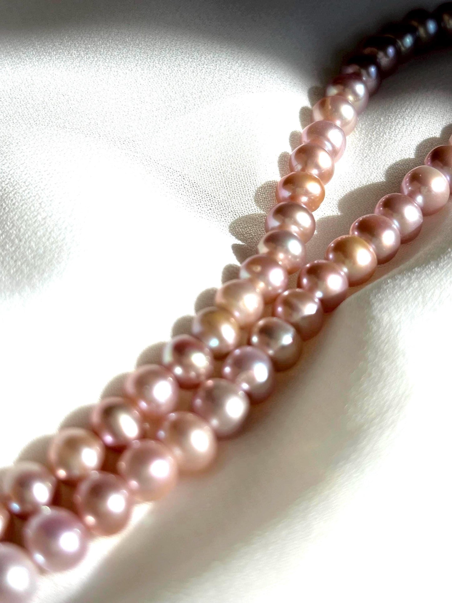 Blushing Blossoms: Freshwater Pearl Choker in Cherry Blossom Pink 925 Sterling Silver ( Luster AA )