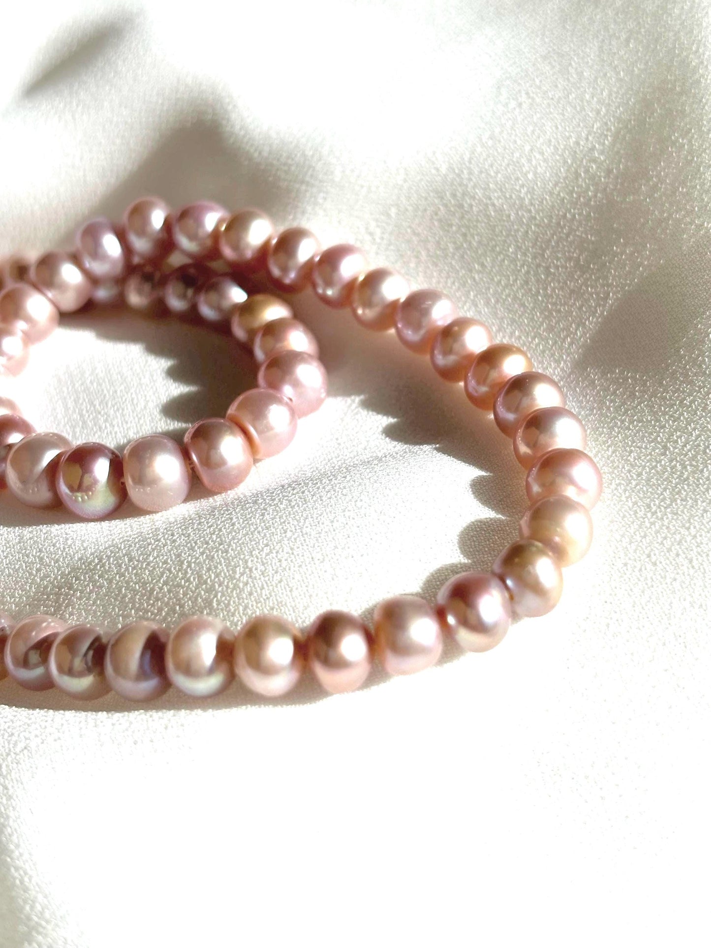 Blushing Blossoms: Freshwater Pearl Choker in Cherry Blossom Pink 925 Sterling Silver ( Luster AA )