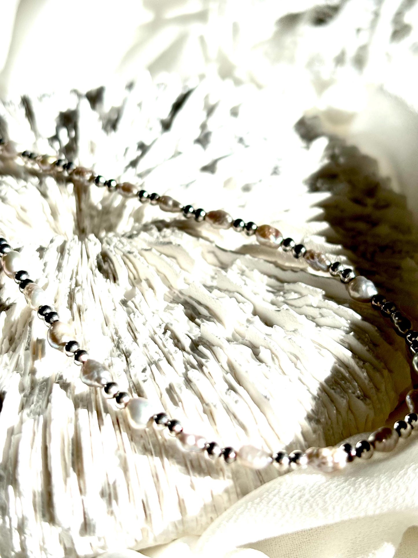 Lily of the Valley Mist – Light Gray Baroque Freshwater Pearl Necklace