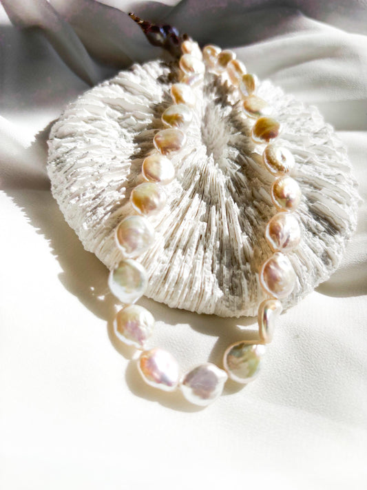 Cotton Cloud – Irregular Baroque Teardrop Freshwater Pearl Necklace