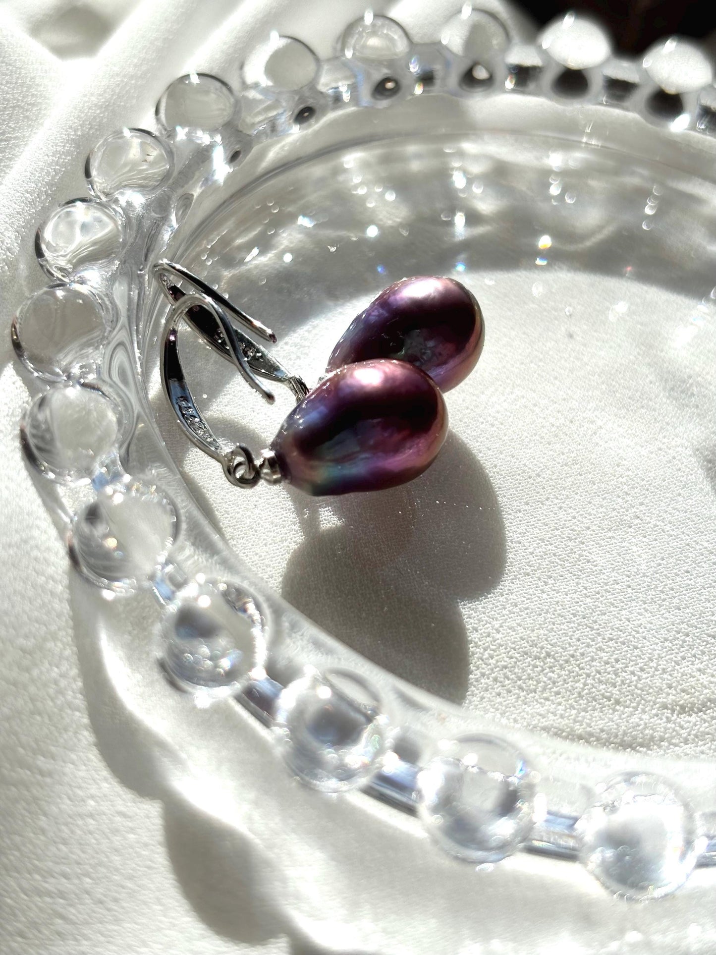 Twilight Plum Pearl Earrings – 925 Sterling Silver Elegance B