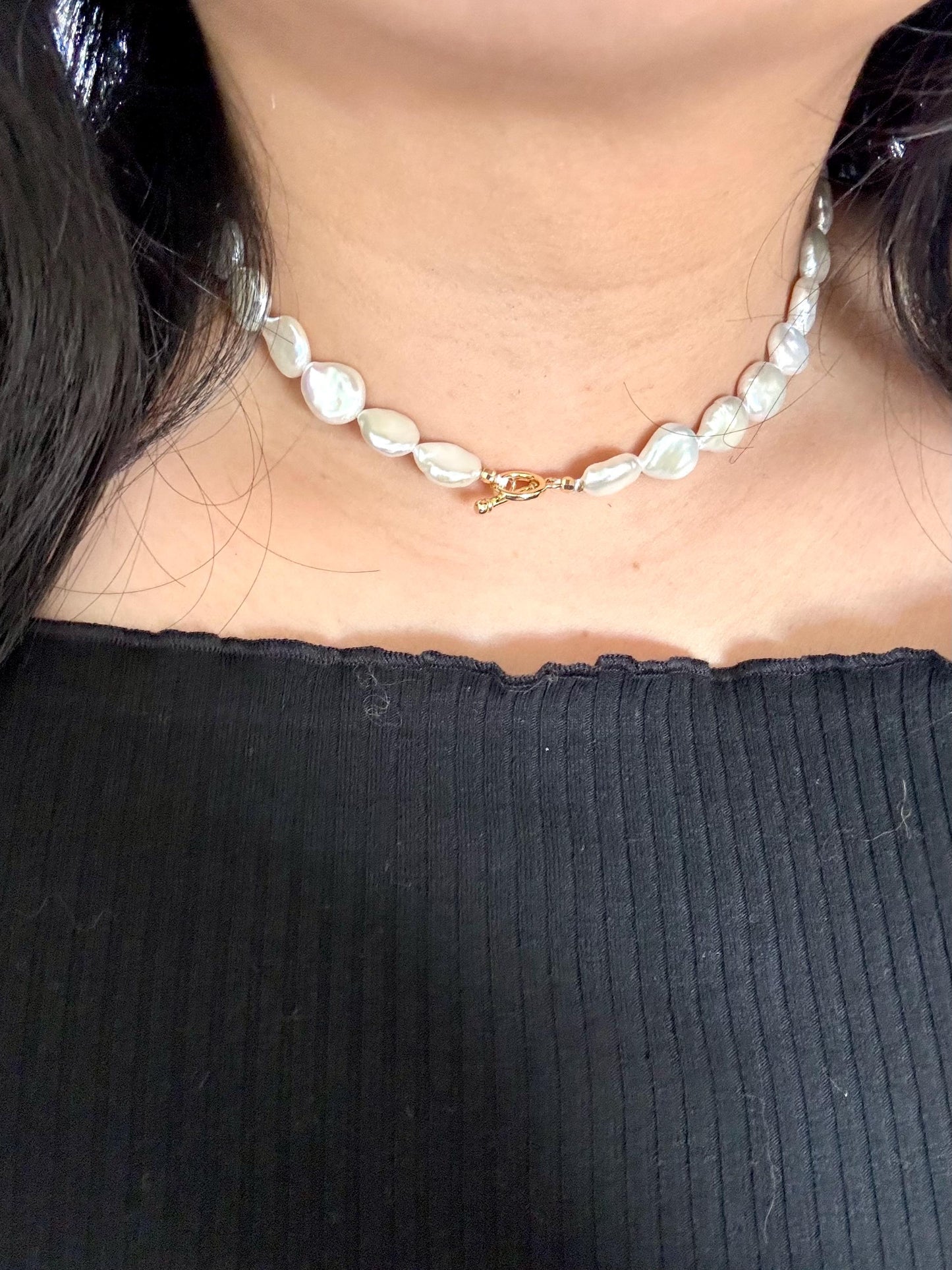 Cotton Cloud – Irregular Baroque Teardrop Freshwater Pearl Necklace