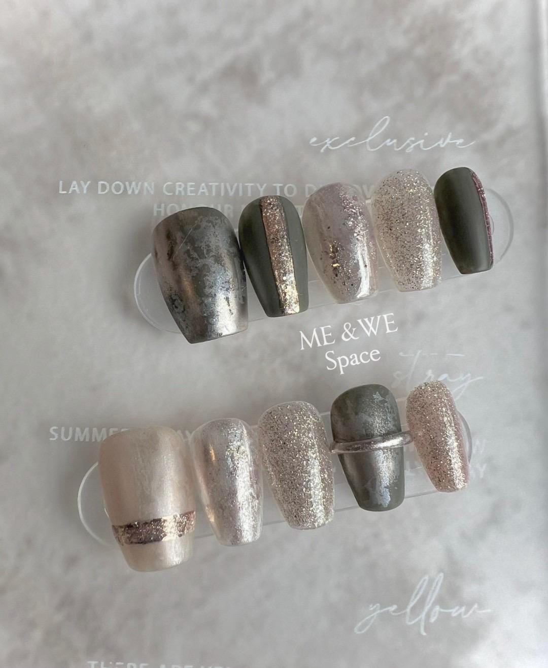 Classical dinner banquet press-on nail (Short Coffin)   Only L available