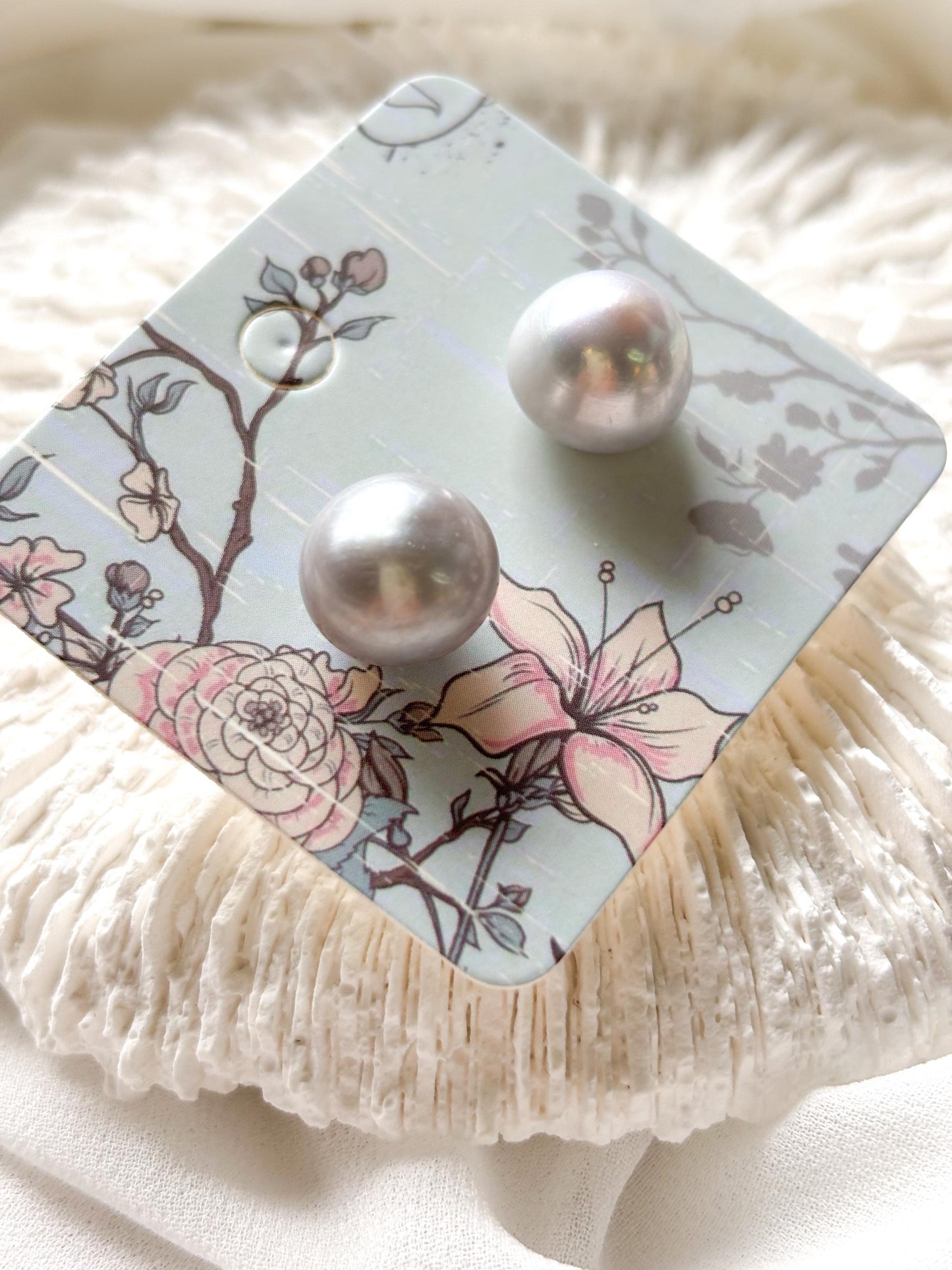 Moonlit Dew – Matte Grey Baroque Pearl Stud Earrings