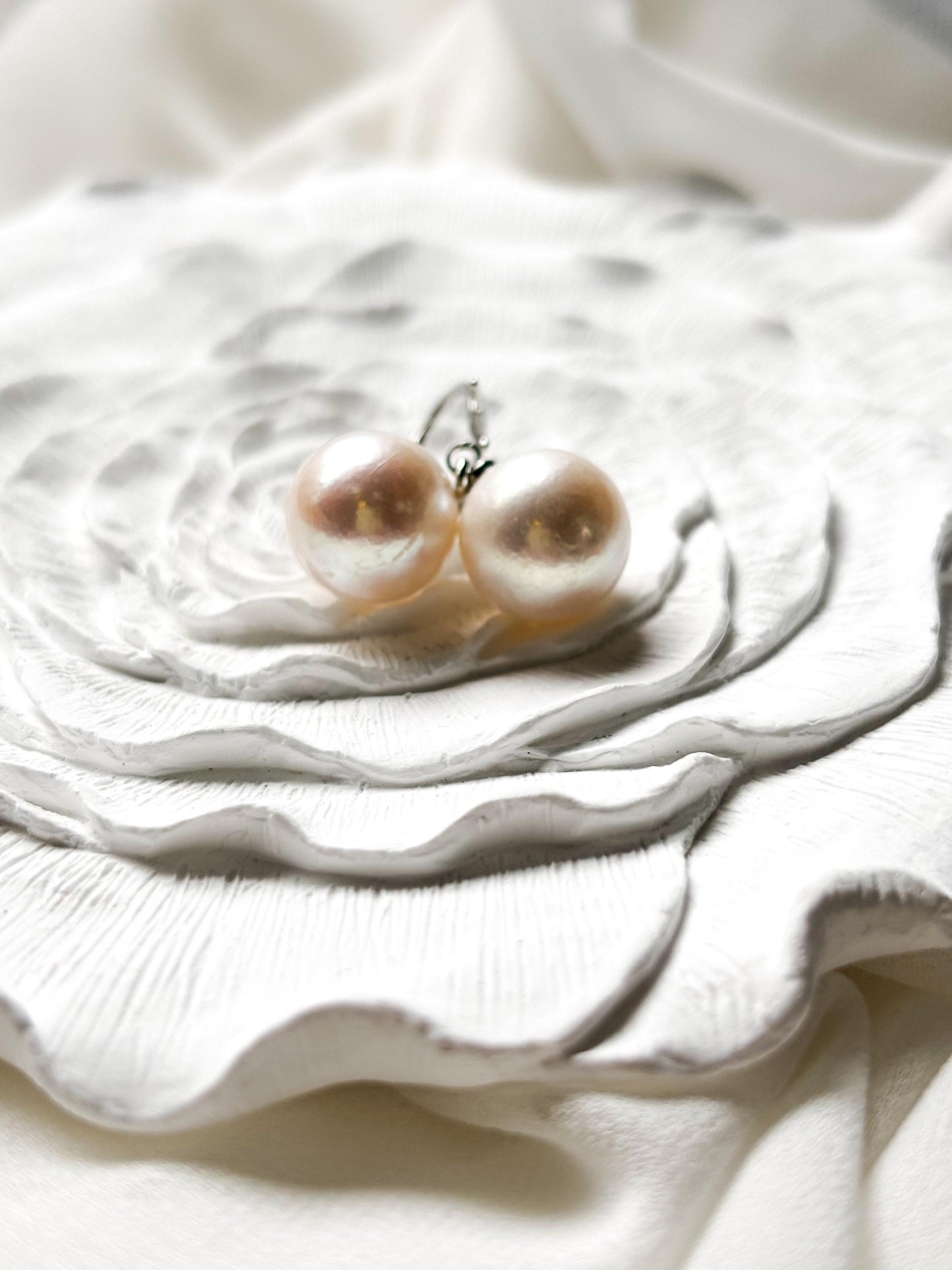 Luna Grace - 11mm White Pearl Drop Earrings