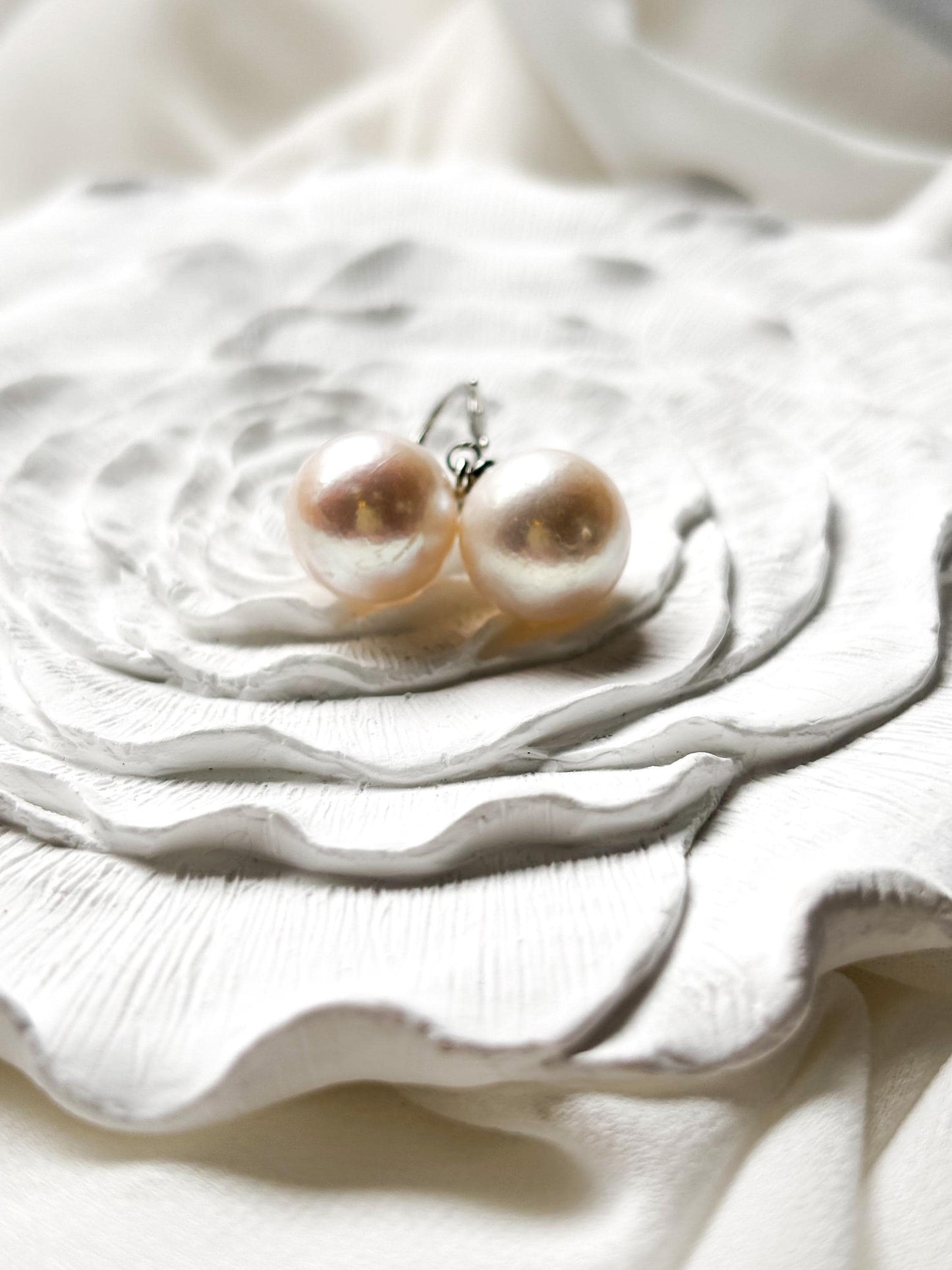 Luna Grace – 11mm White Pearl Drop Earrings