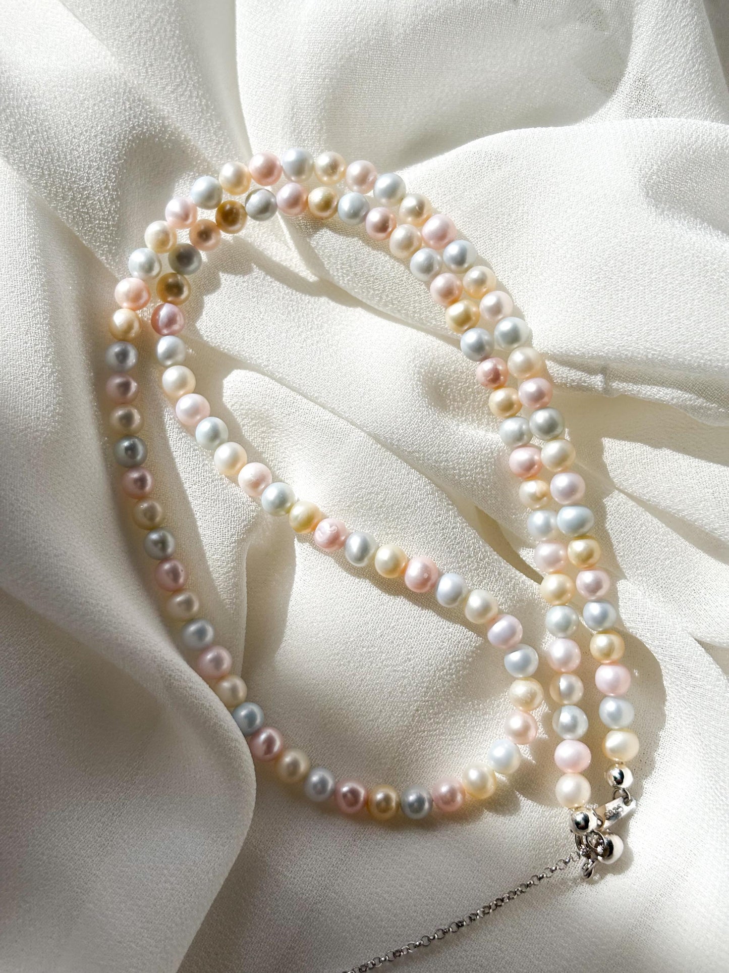 Macaron Bliss – Pastel Freshwater Pearl Y-Chain Necklace