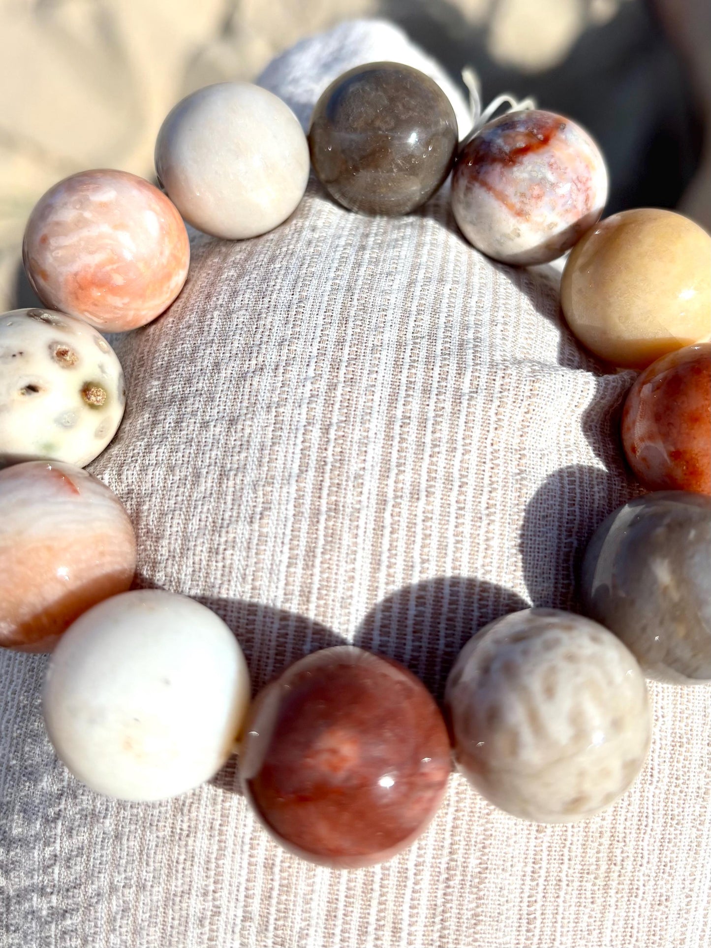 Desert Echo – Fossil Coral Bead Bracelet