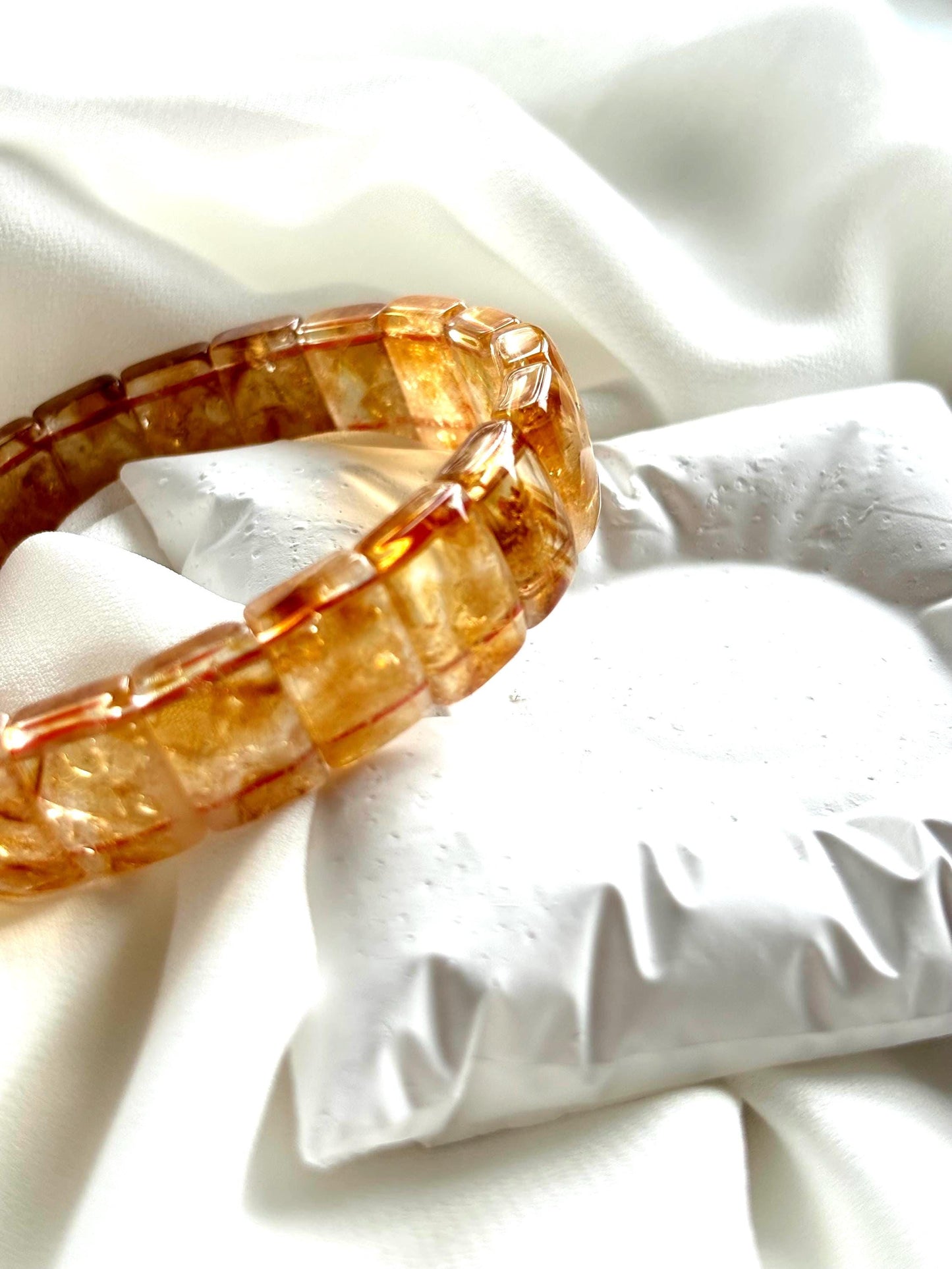 Golden Crispy Sunset Pyramid Citrine Bangle. A