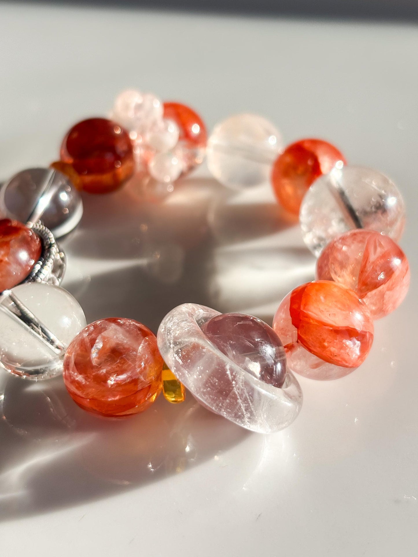 Mediterranean Ember – Fire Quartz & Azeztulite Bracelet