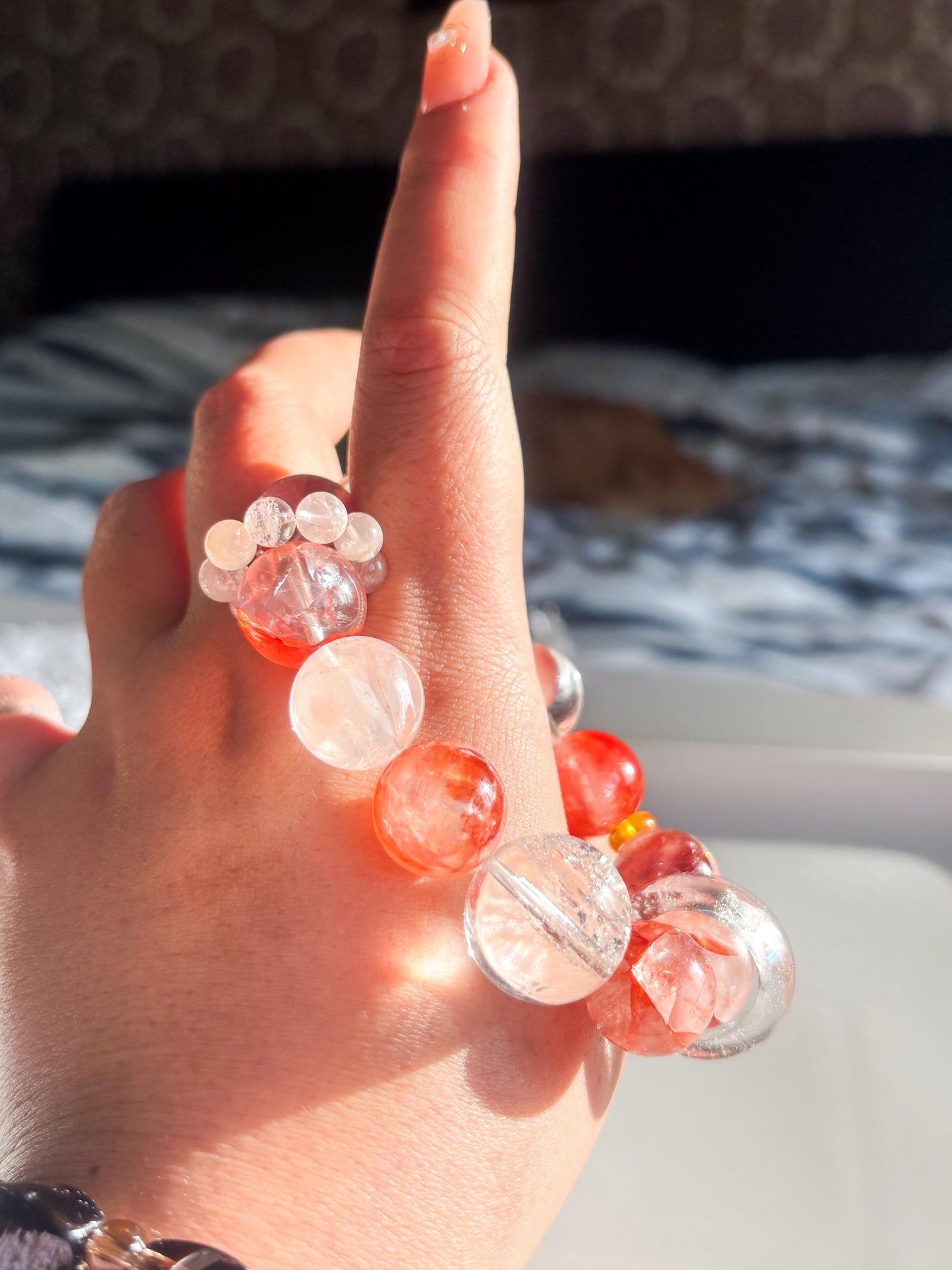 Mediterranean Ember – Fire Quartz & Azeztulite Bracelet