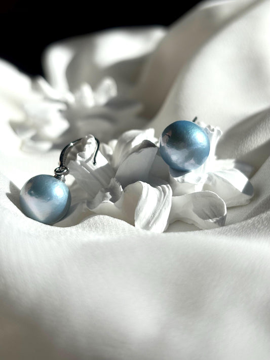 Ocean Haze – Blue Baroque Pearl Dangle Earrings